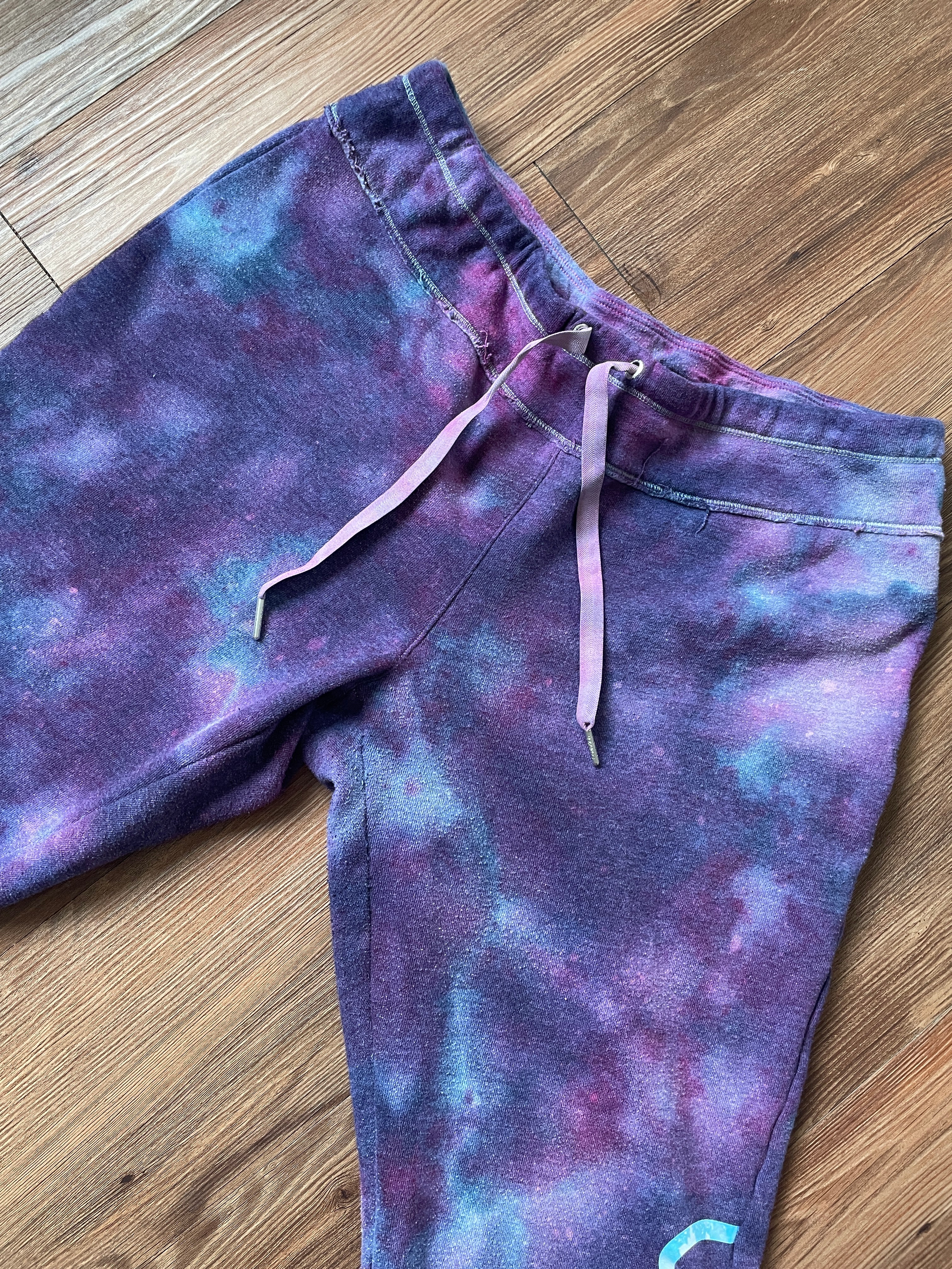 LARGE Women's Calvin Klein Galaxy Tie Dye Sweatpants | Shades of Blue and Purple Ice Dye Pants
