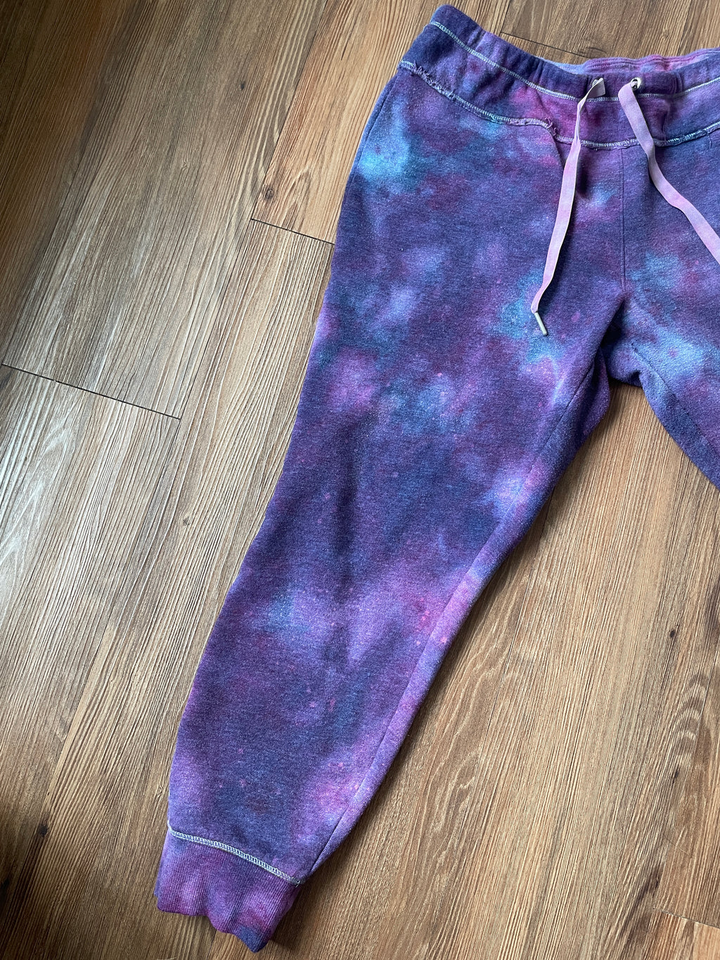 LARGE Women's Calvin Klein Galaxy Tie Dye Sweatpants | Shades of Blue and Purple Ice Dye Pants