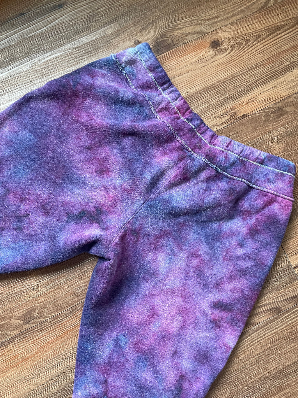 LARGE Women's Calvin Klein Galaxy Tie Dye Sweatpants | Shades of Blue and Purple Ice Dye Pants