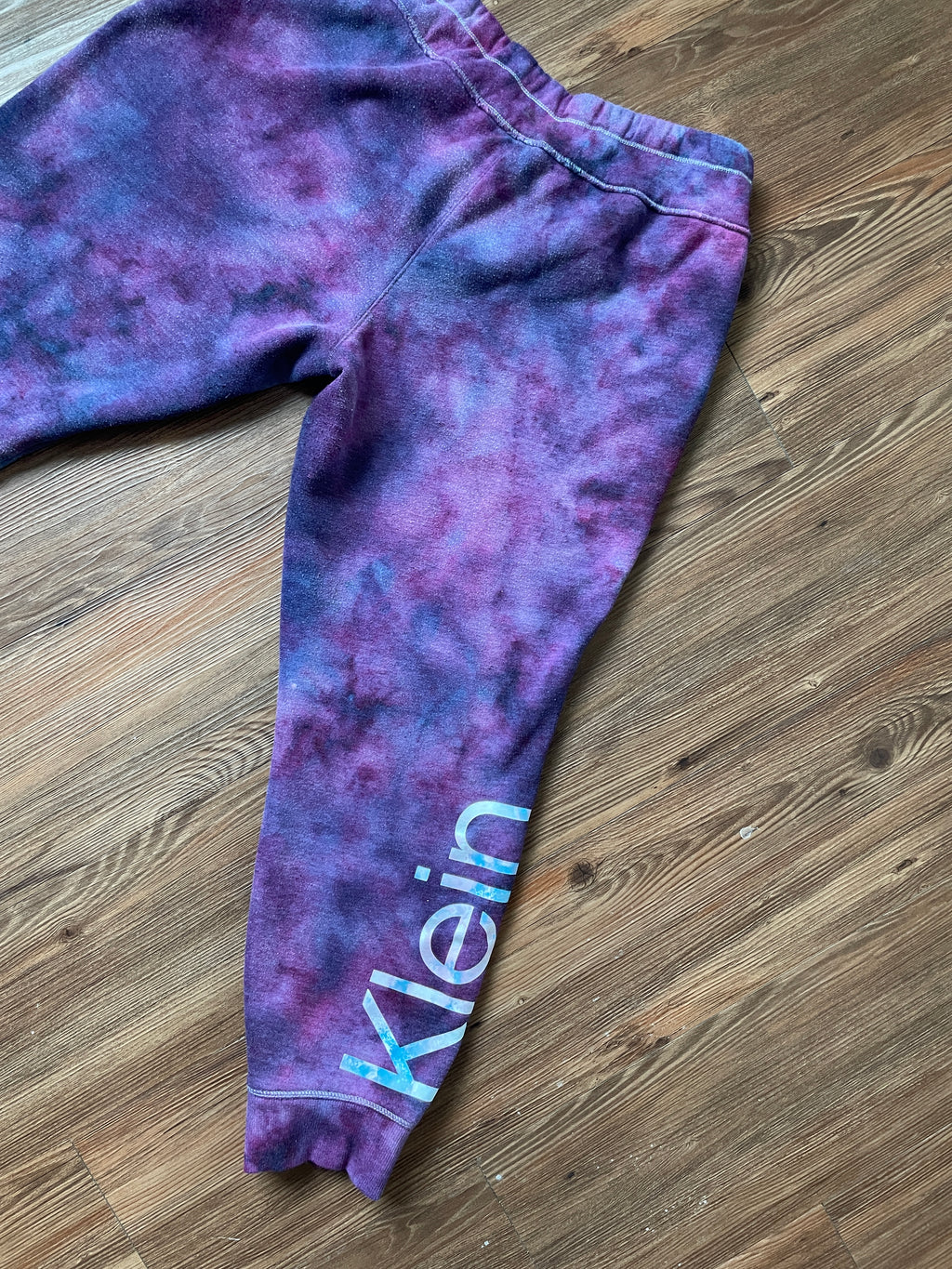 LARGE Women's Calvin Klein Galaxy Tie Dye Sweatpants | Shades of Blue and Purple Ice Dye Pants