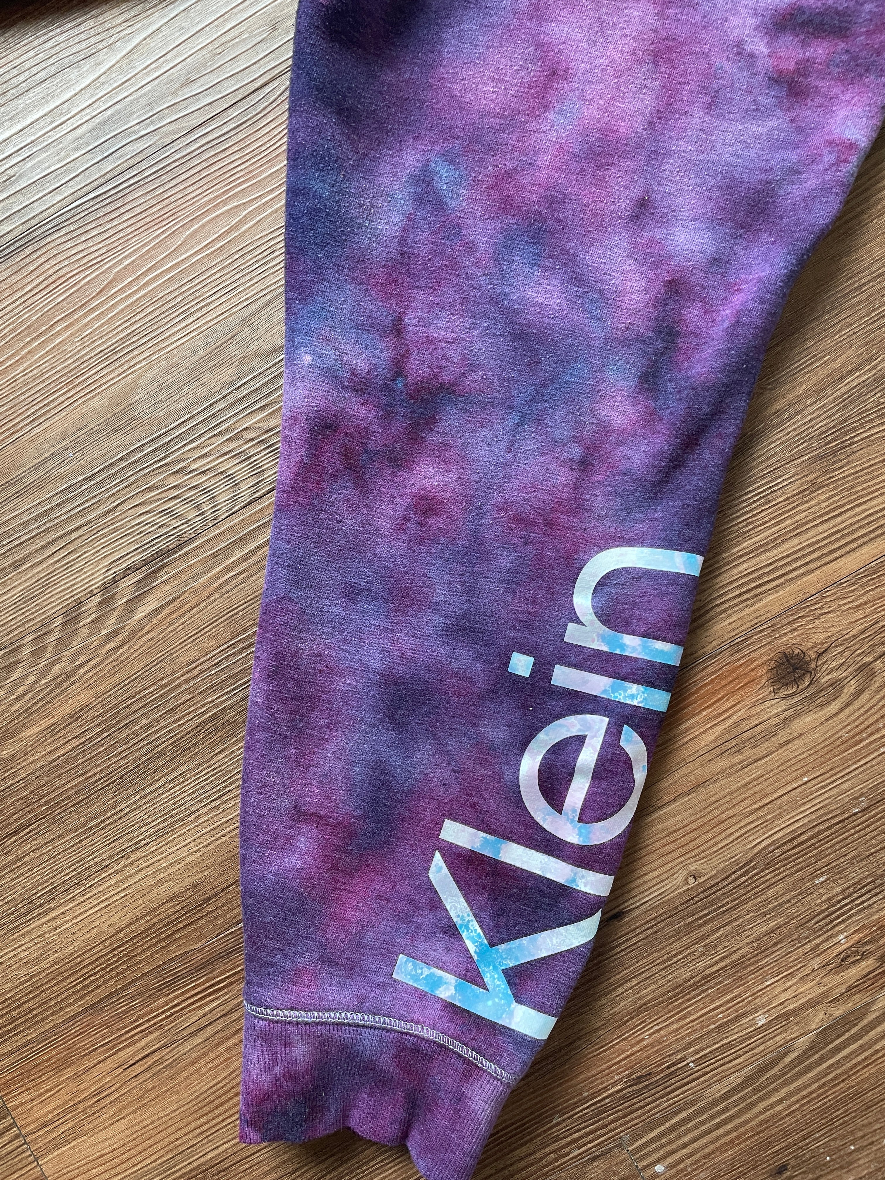 LARGE Women's Calvin Klein Galaxy Tie Dye Sweatpants | Shades of Blue and Purple Ice Dye Pants