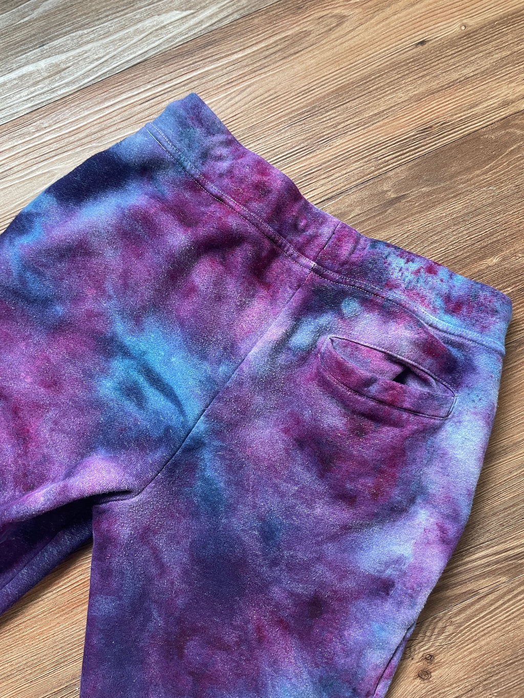 Small Women's Fila Galaxy Tie Dye Sweatpants with Pockets | Shades of Blue and Purple Ice Dye Pants
