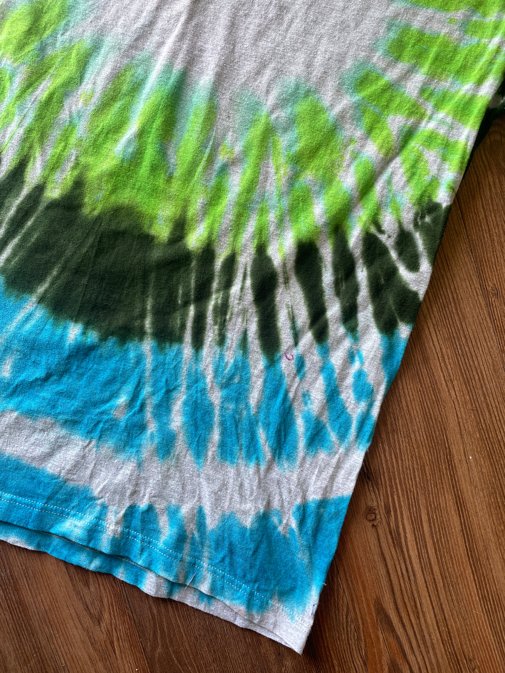 Medium Men’s NASA Dance on the Moon Tie Dye T-Shirt | Blue and Green Tie Dye Short Sleeve