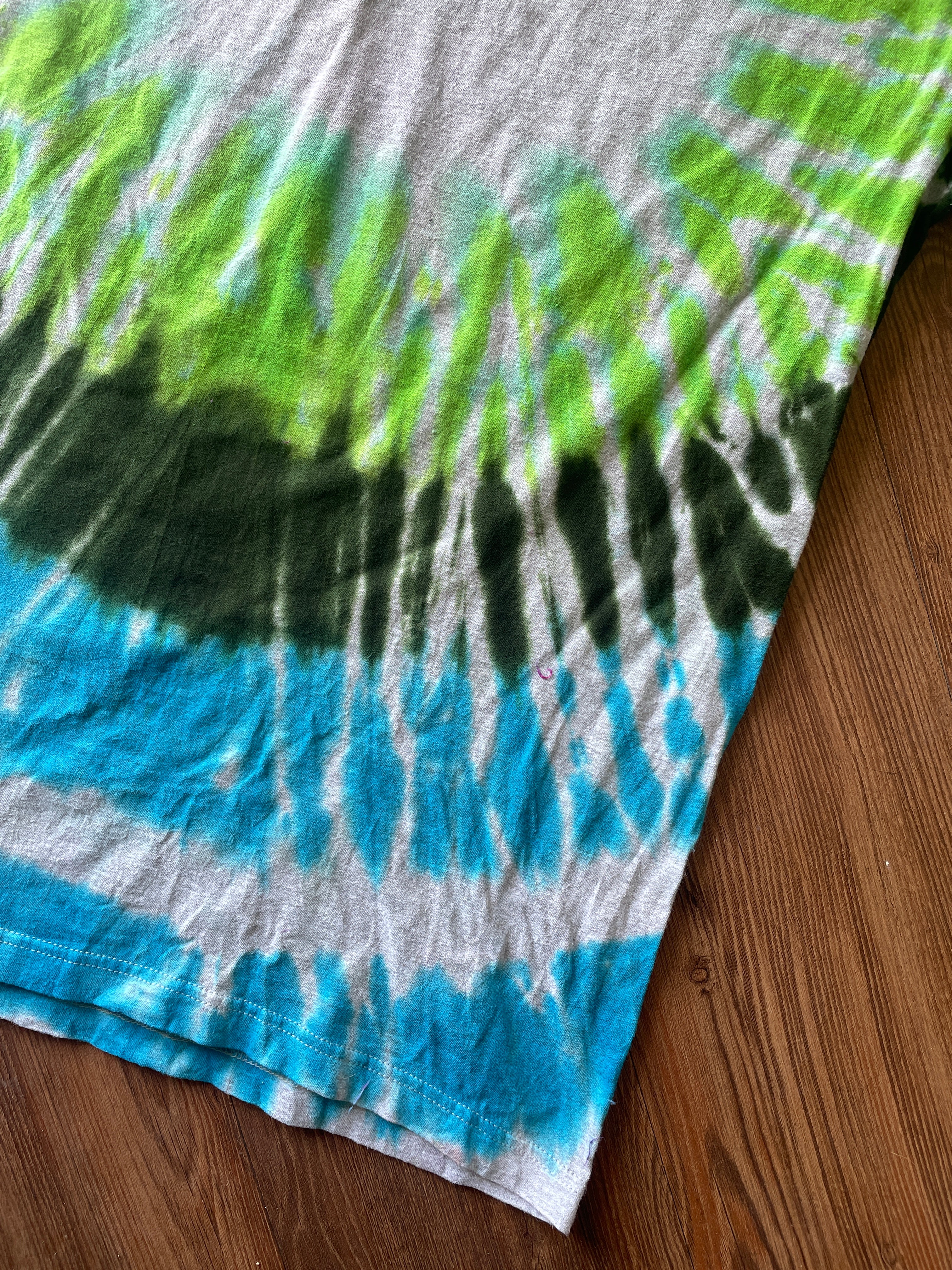 Medium Men’s NASA Dance on the Moon Tie Dye T-Shirt | Blue and Green Tie Dye Short Sleeve