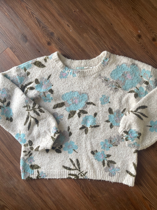 Medium Women’s Kimchi Blue Cream Floral Bell Sleeve Sweater