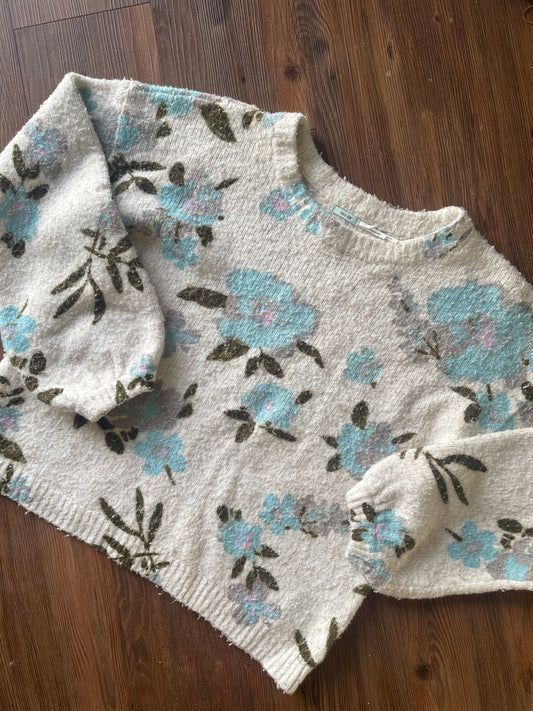 Medium Women’s Kimchi Blue Cream Floral Bell Sleeve Sweater