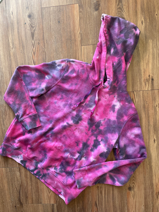 MEDIUM Women’s Pink and Black Galaxy Tie Dye Sweatshirt | Old Navy Crumpled Subtle Tie Dye Long Sleeve Hoodie