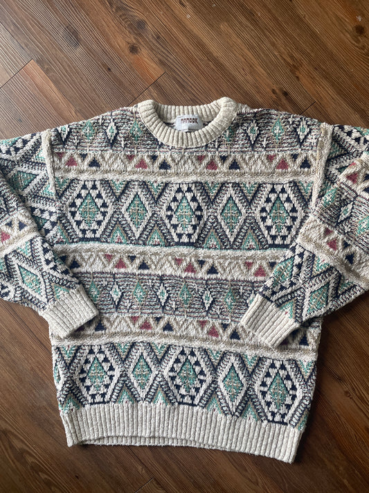 Large Men’s Nanook Vintage Chunky Knit Geometric Striped Sweater