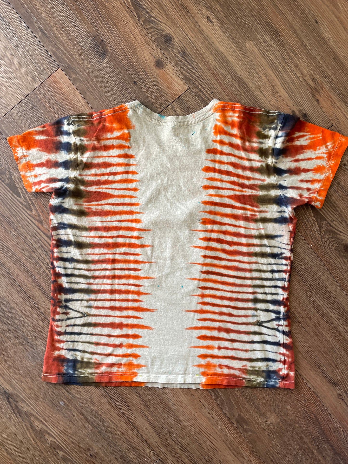LARGE Women's (Junior's) Night Blooming Cereus Desert Landscape Tie Dye T-Shirt | Earth Tones Pleated Tie Dye Short Sleeve Top