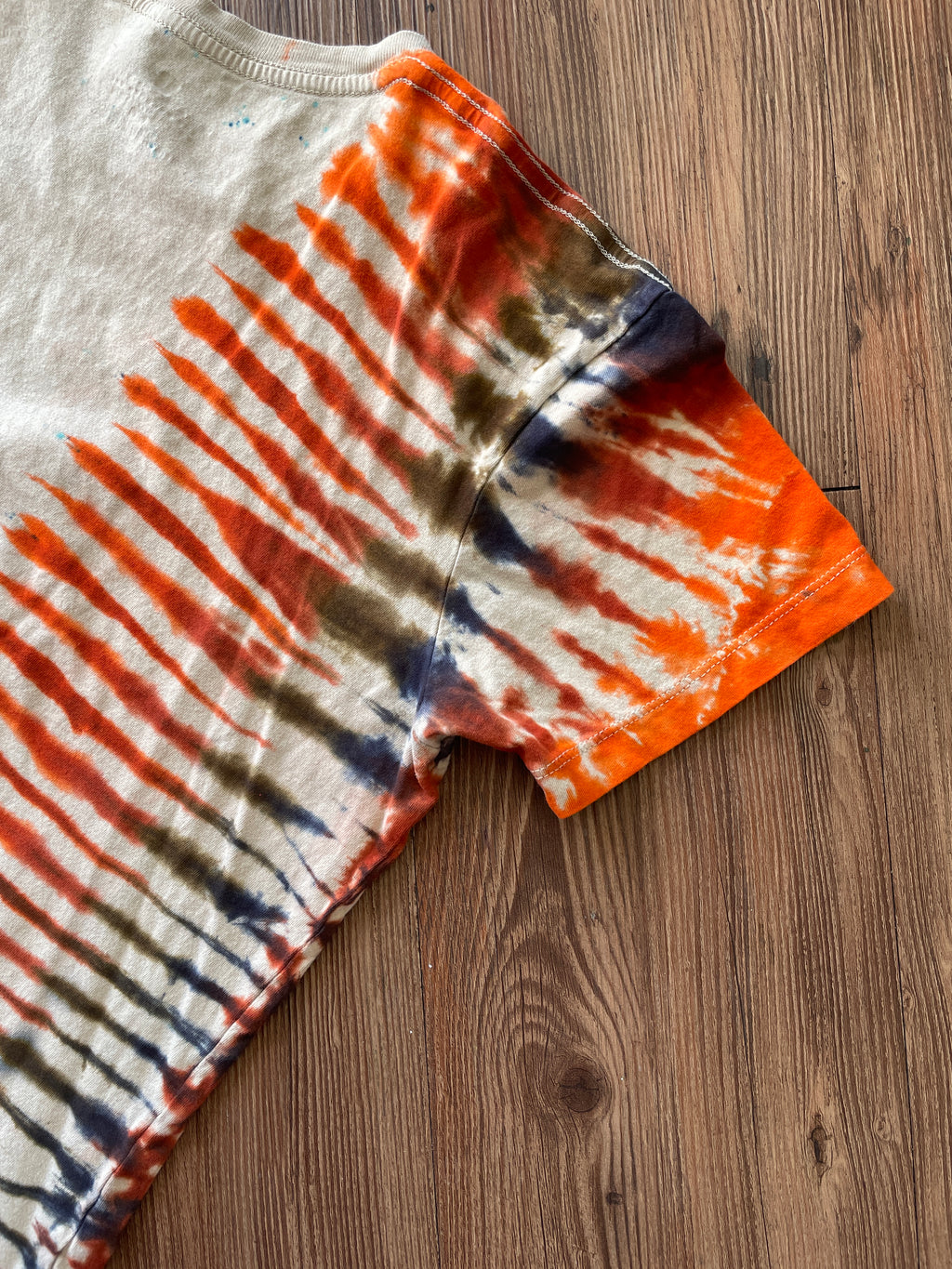 LARGE Women's (Junior's) Night Blooming Cereus Desert Landscape Tie Dye T-Shirt | Earth Tones Pleated Tie Dye Short Sleeve Top