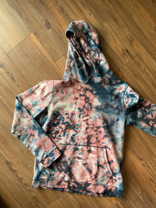 MEDIUM Women's Land's End Shades of Blue Galaxy Reverse Tie Dye Hoodie