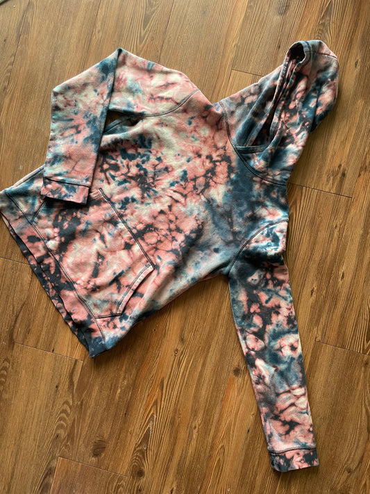 MEDIUM Women's Land's End Shades of Blue Galaxy Reverse Tie Dye Hoodie