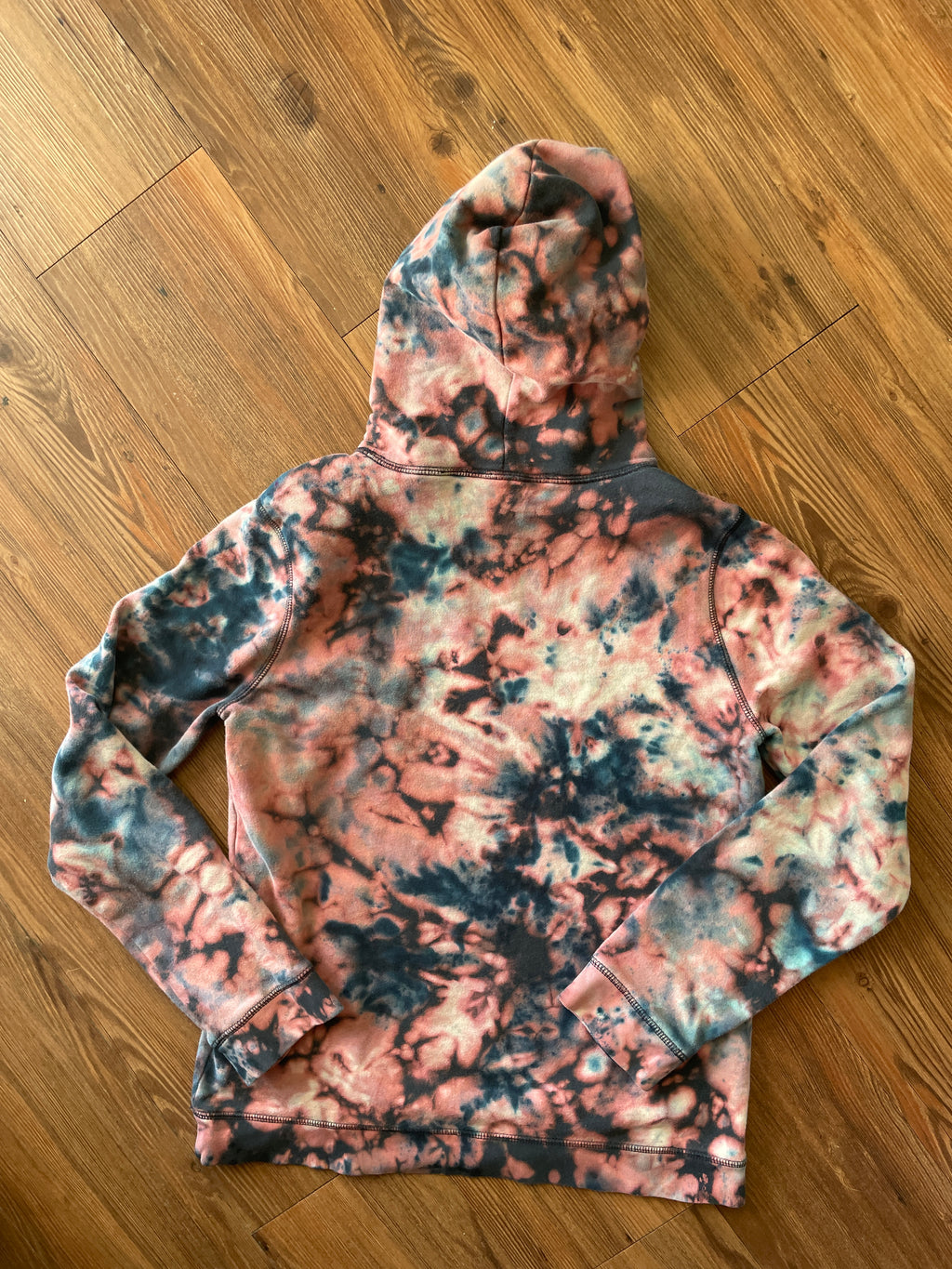 MEDIUM Women's Land's End Shades of Blue Galaxy Reverse Tie Dye Hoodie