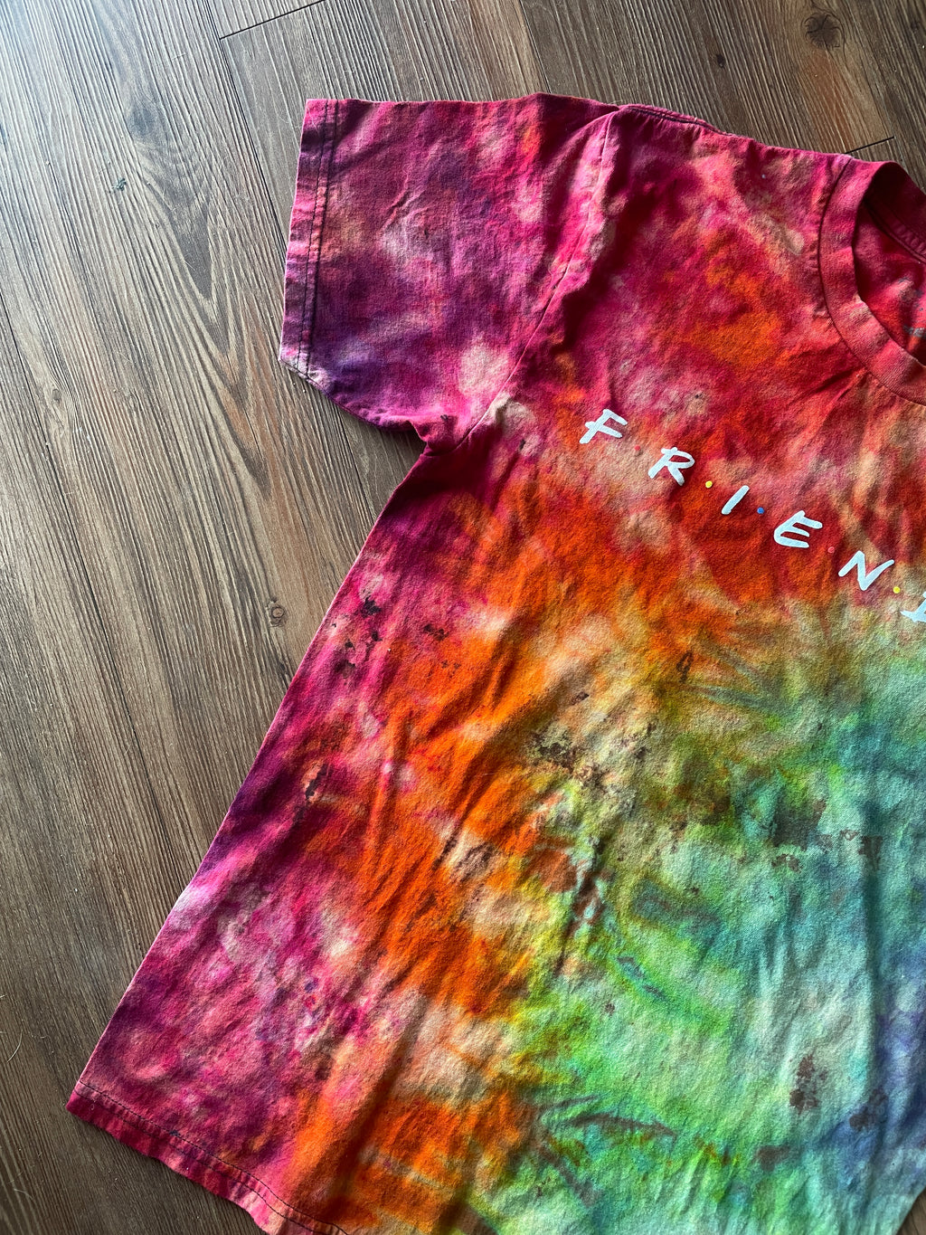 Medium Men’s Friends Handmade Tie Dye T-Shirt | Rainbow Bleach Reverse Galaxy Tie Dye Short Sleeve