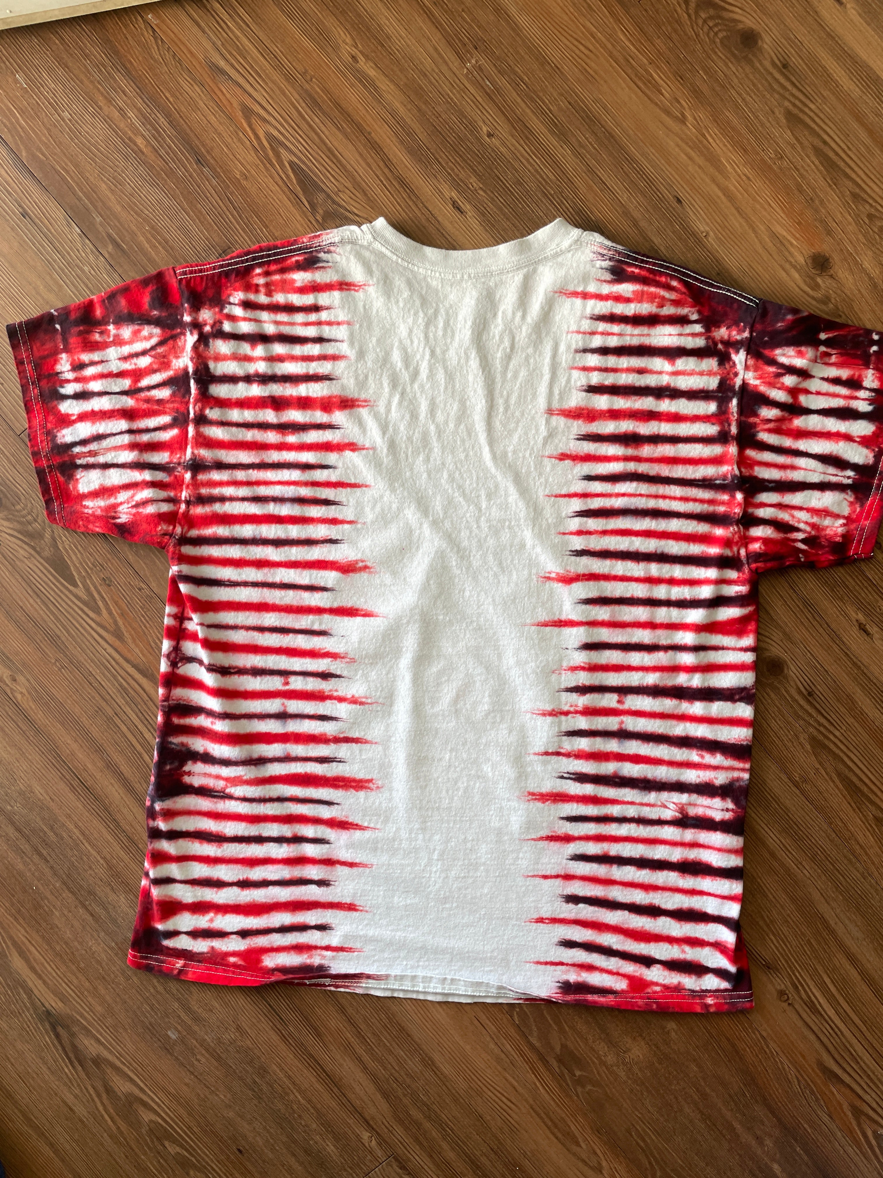 XL Men’s Princess Bride Inigo Montoya Prepare to Die T-Shirt | Red and Black Pleated Tie Dye Short Sleeve Top