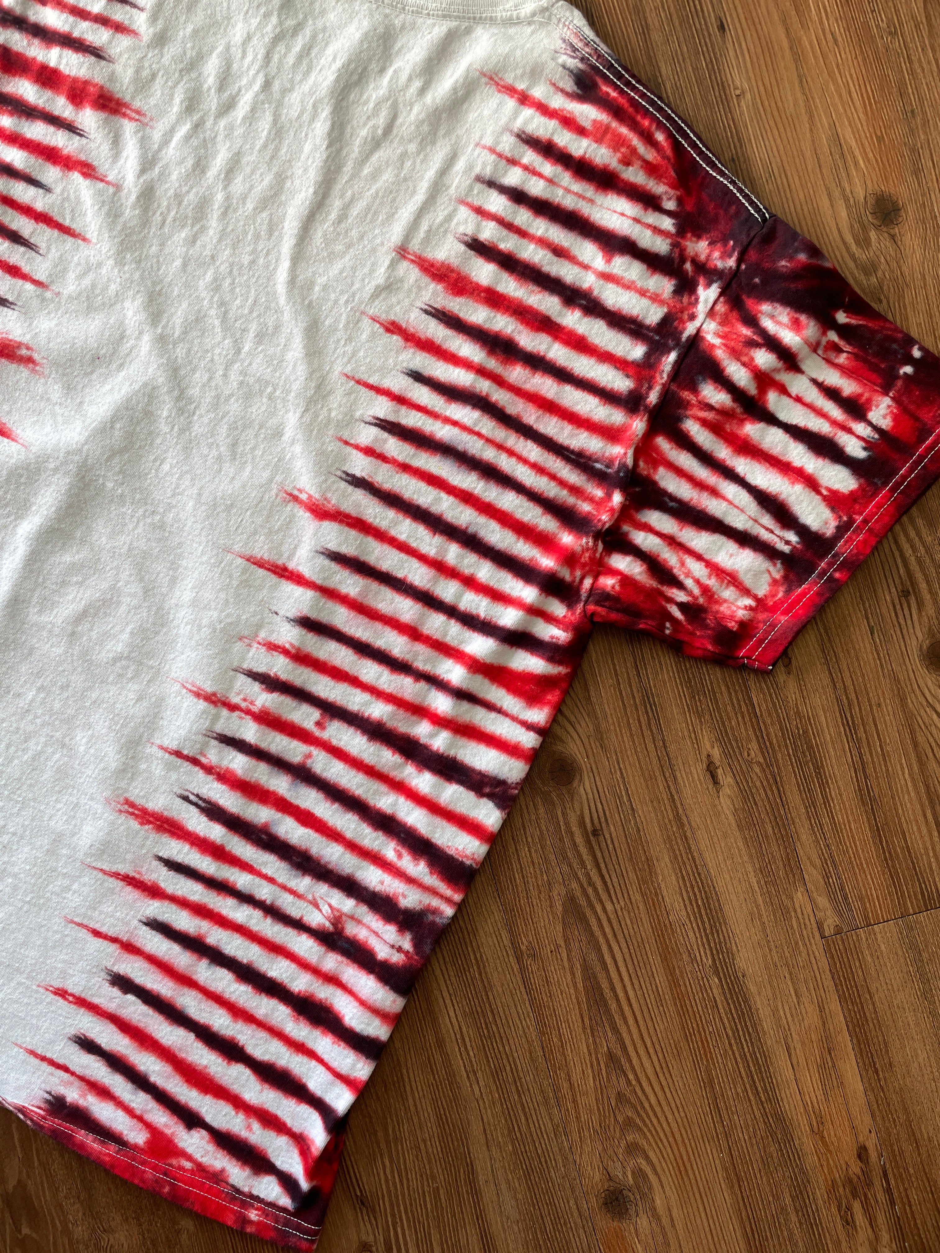 XL Men’s Princess Bride Inigo Montoya Prepare to Die T-Shirt | Red and Black Pleated Tie Dye Short Sleeve Top