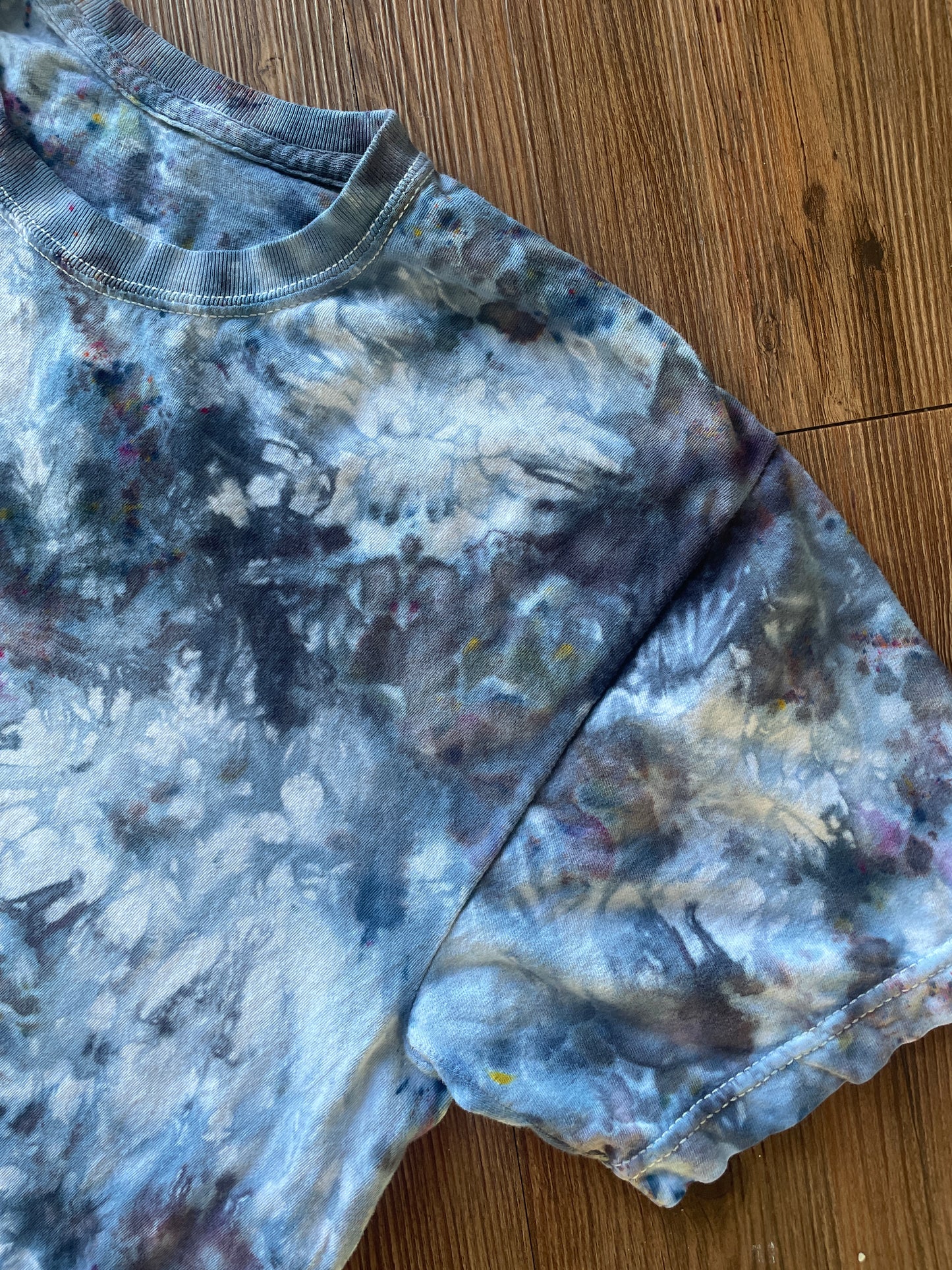 Small Men’s Marble Dye Handmade Tie Dye T-Shirt | White, Grey, and Black Galaxy Dye Short Sleeve