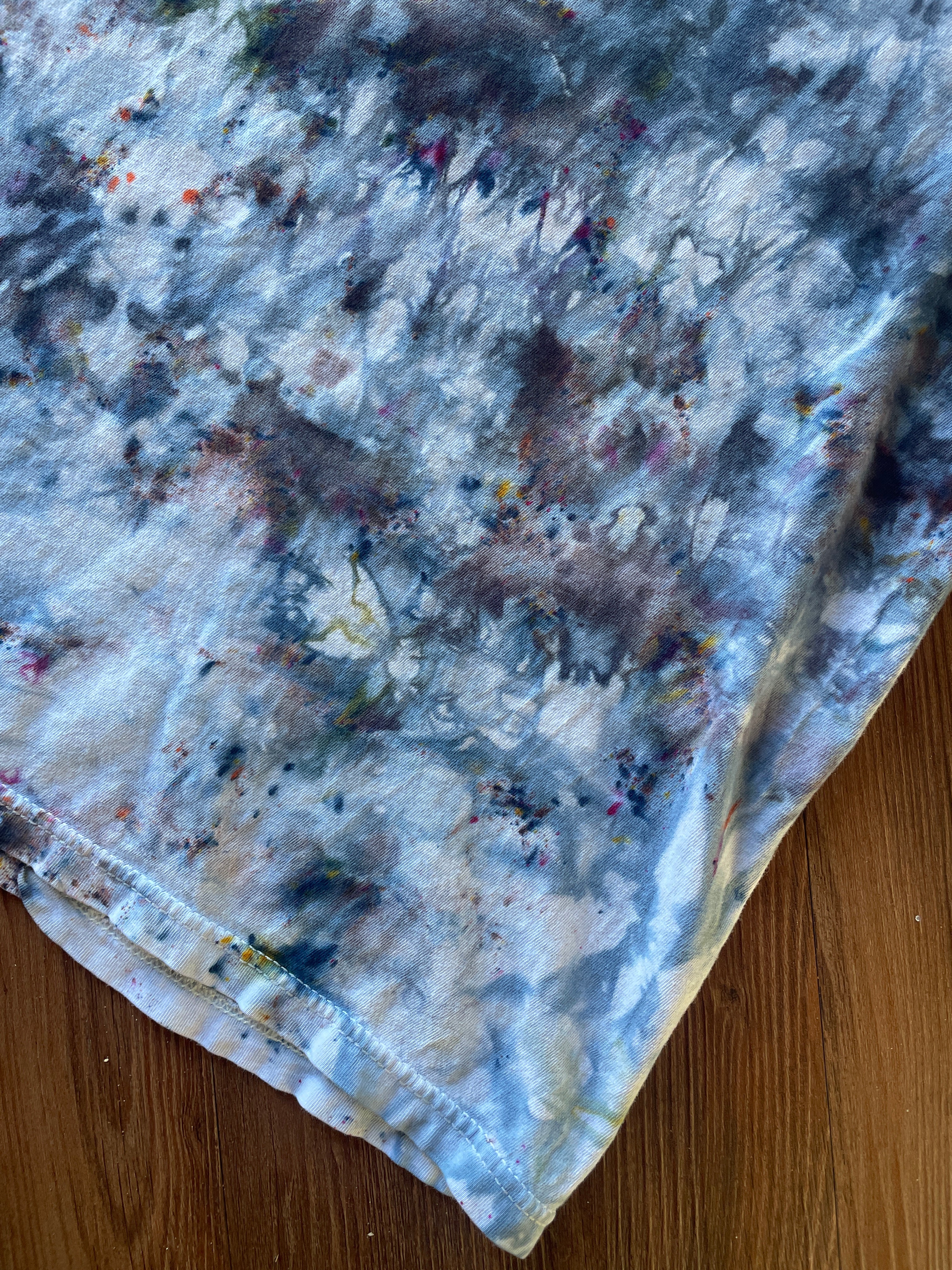 Small Men’s Marble Dye Handmade Tie Dye T-Shirt | White, Grey, and Black Galaxy Dye Short Sleeve