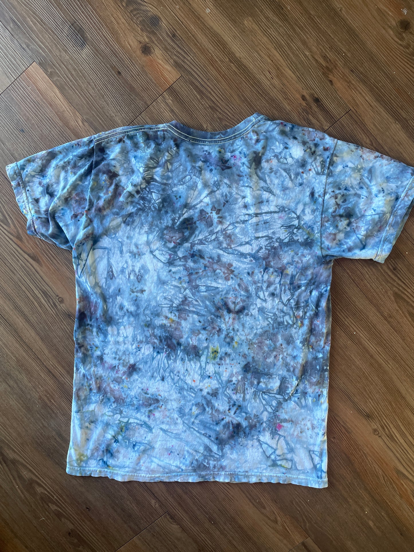 Small Men’s Marble Dye Handmade Tie Dye T-Shirt | White, Grey, and Black Galaxy Dye Short Sleeve