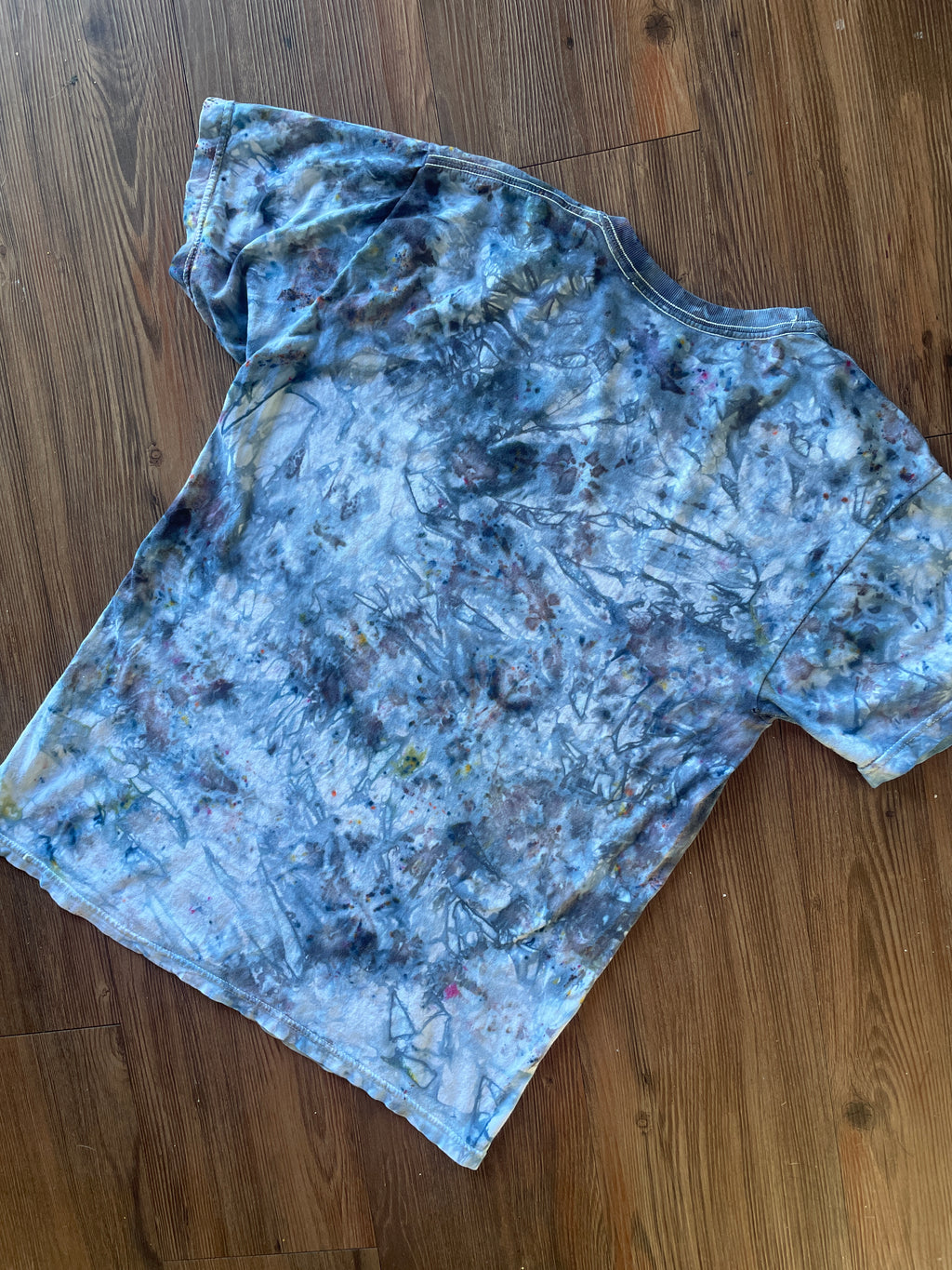 Small Men’s Marble Dye Handmade Tie Dye T-Shirt | White, Grey, and Black Galaxy Dye Short Sleeve