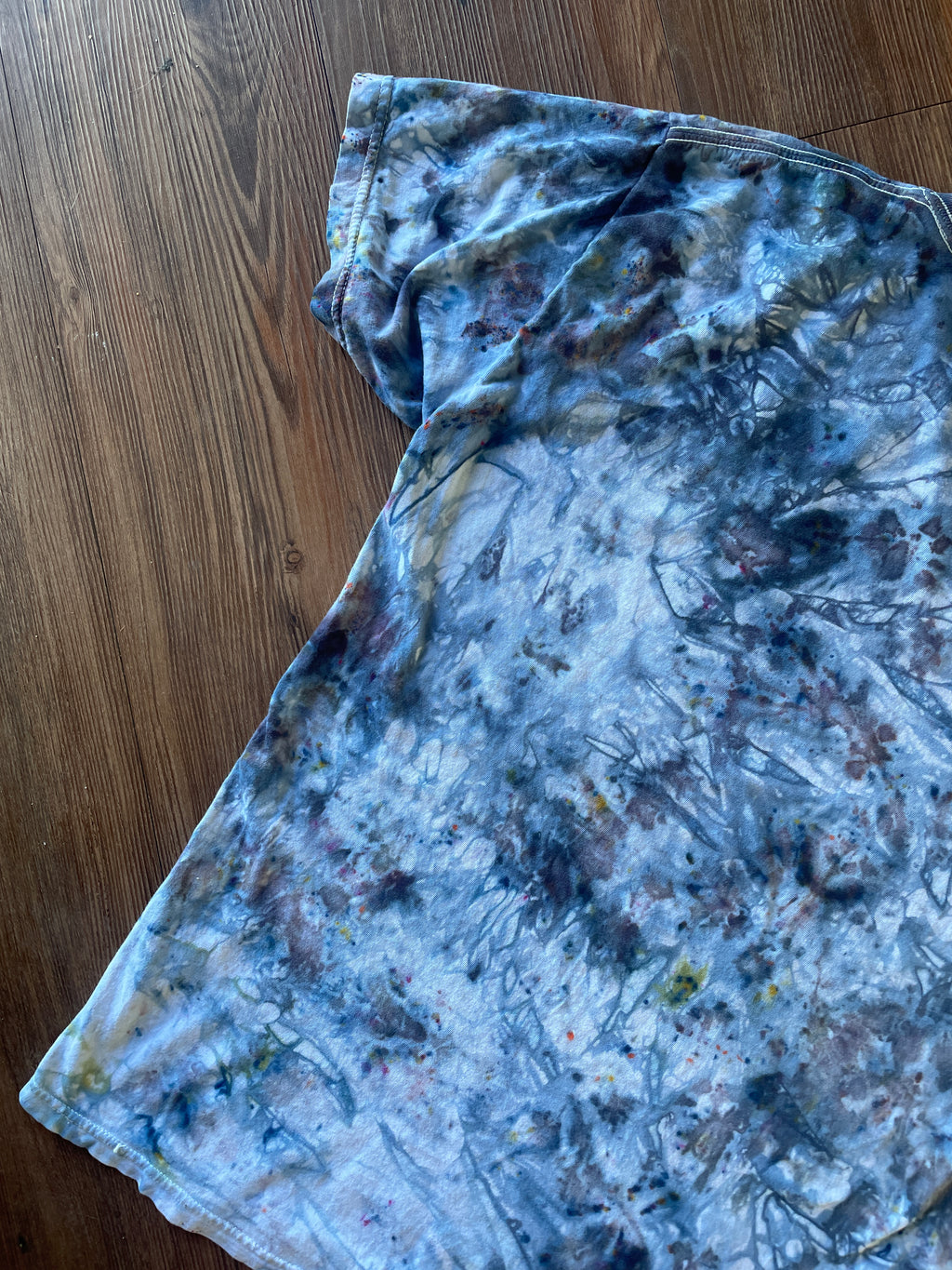 Small Men’s Marble Dye Handmade Tie Dye T-Shirt | White, Grey, and Black Galaxy Dye Short Sleeve