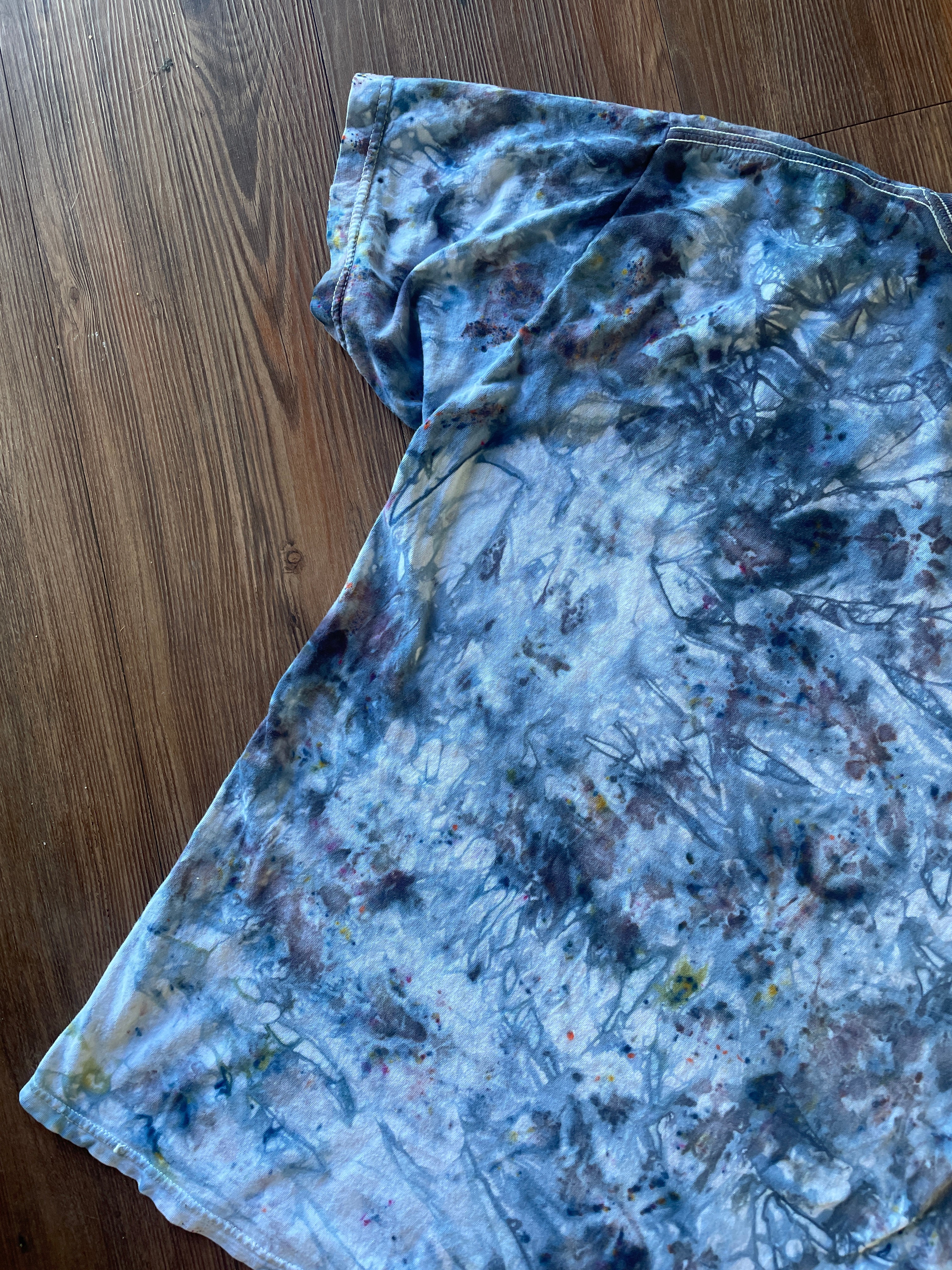 Small Men’s Marble Dye Handmade Tie Dye T-Shirt | White, Grey, and Black Galaxy Dye Short Sleeve