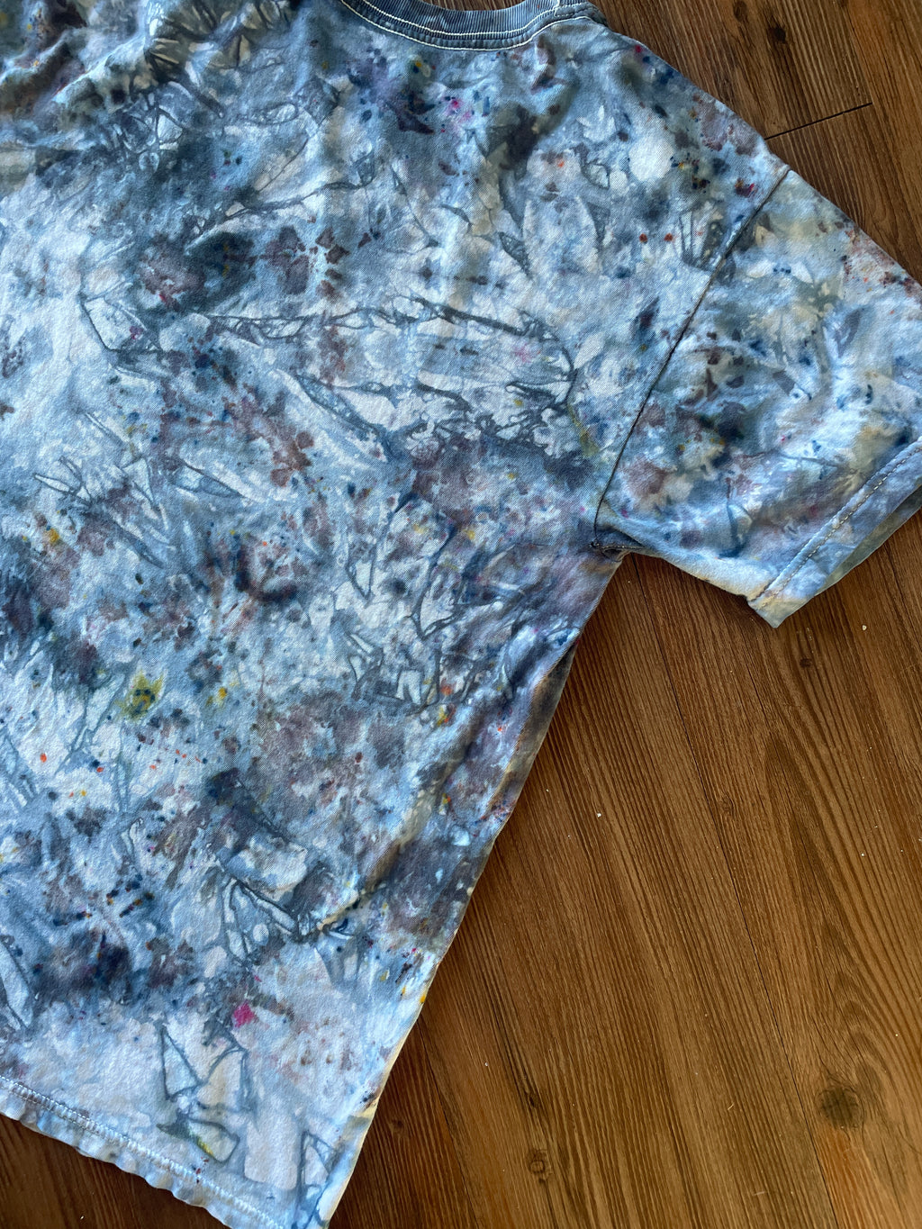 Small Men’s Marble Dye Handmade Tie Dye T-Shirt | White, Grey, and Black Galaxy Dye Short Sleeve