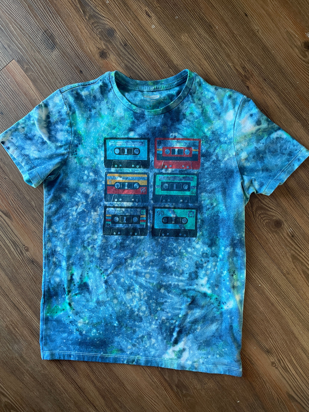 Small Unisex Cassette Tapes Handmade Tie Dye T-Shirt | Old Navy Galaxy Ice Dye Short Sleeve