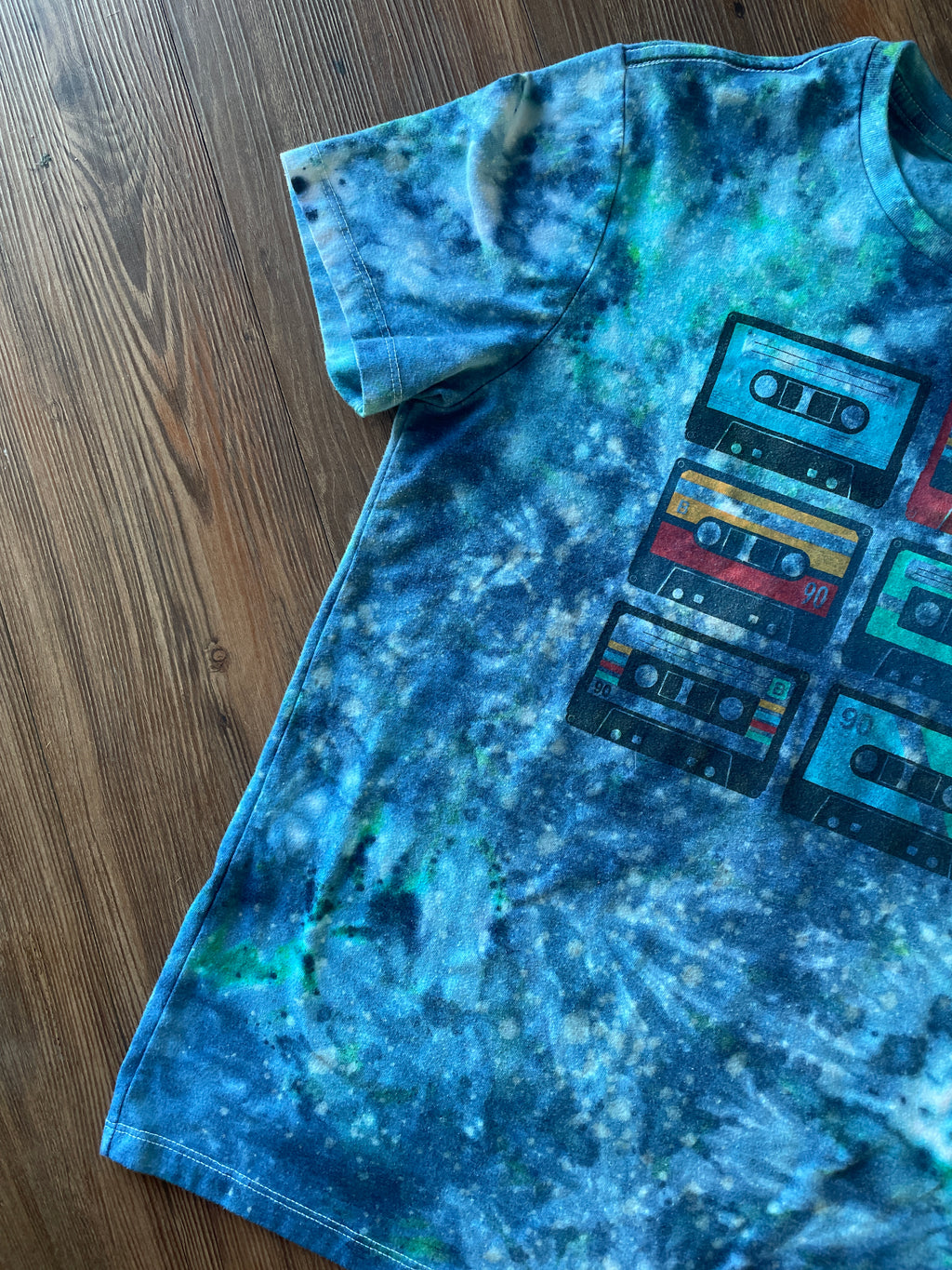 Small Unisex Cassette Tapes Handmade Tie Dye T-Shirt | Old Navy Galaxy Ice Dye Short Sleeve