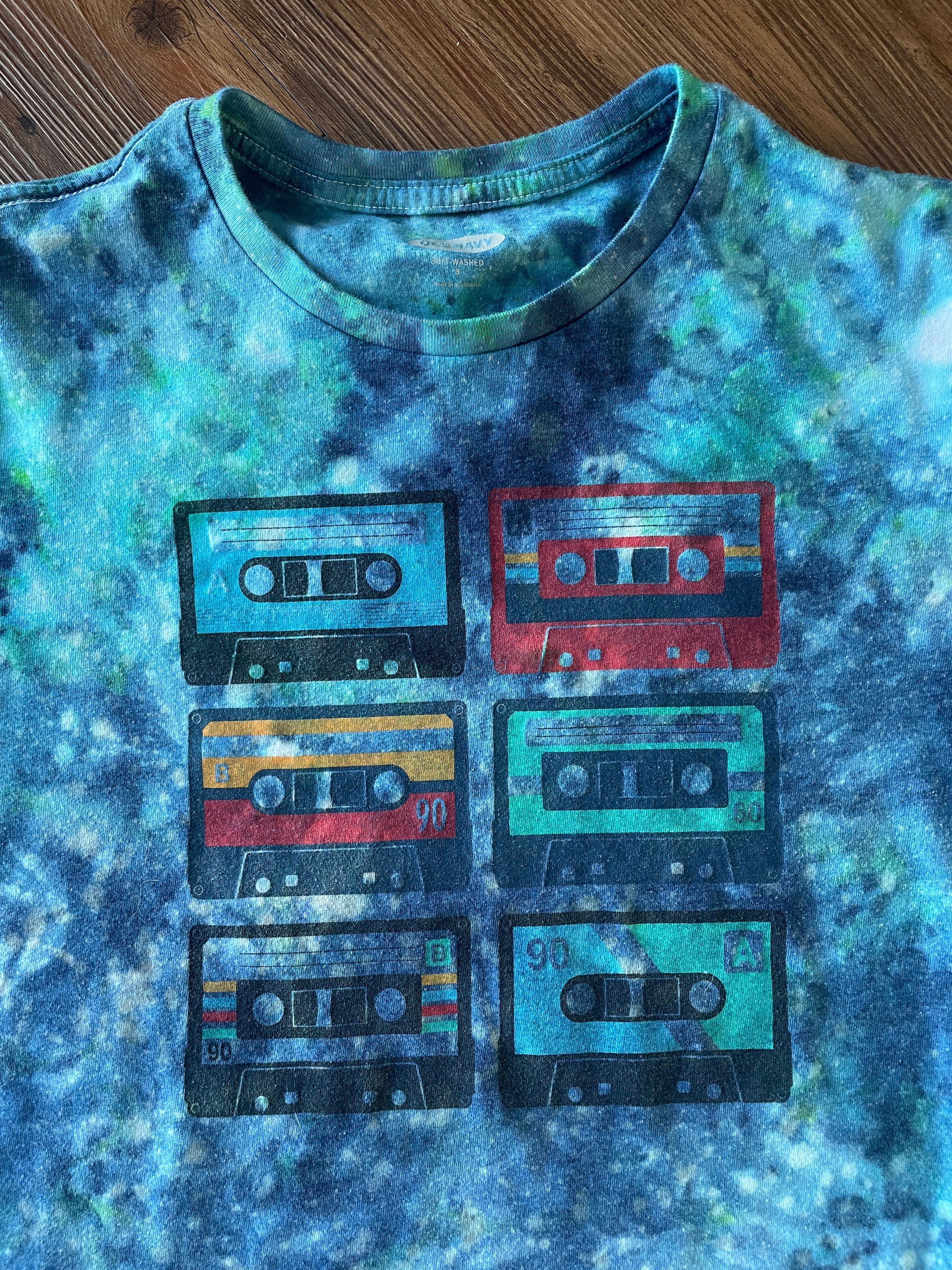 Small Unisex Cassette Tapes Handmade Tie Dye T-Shirt | Old Navy Galaxy Ice Dye Short Sleeve