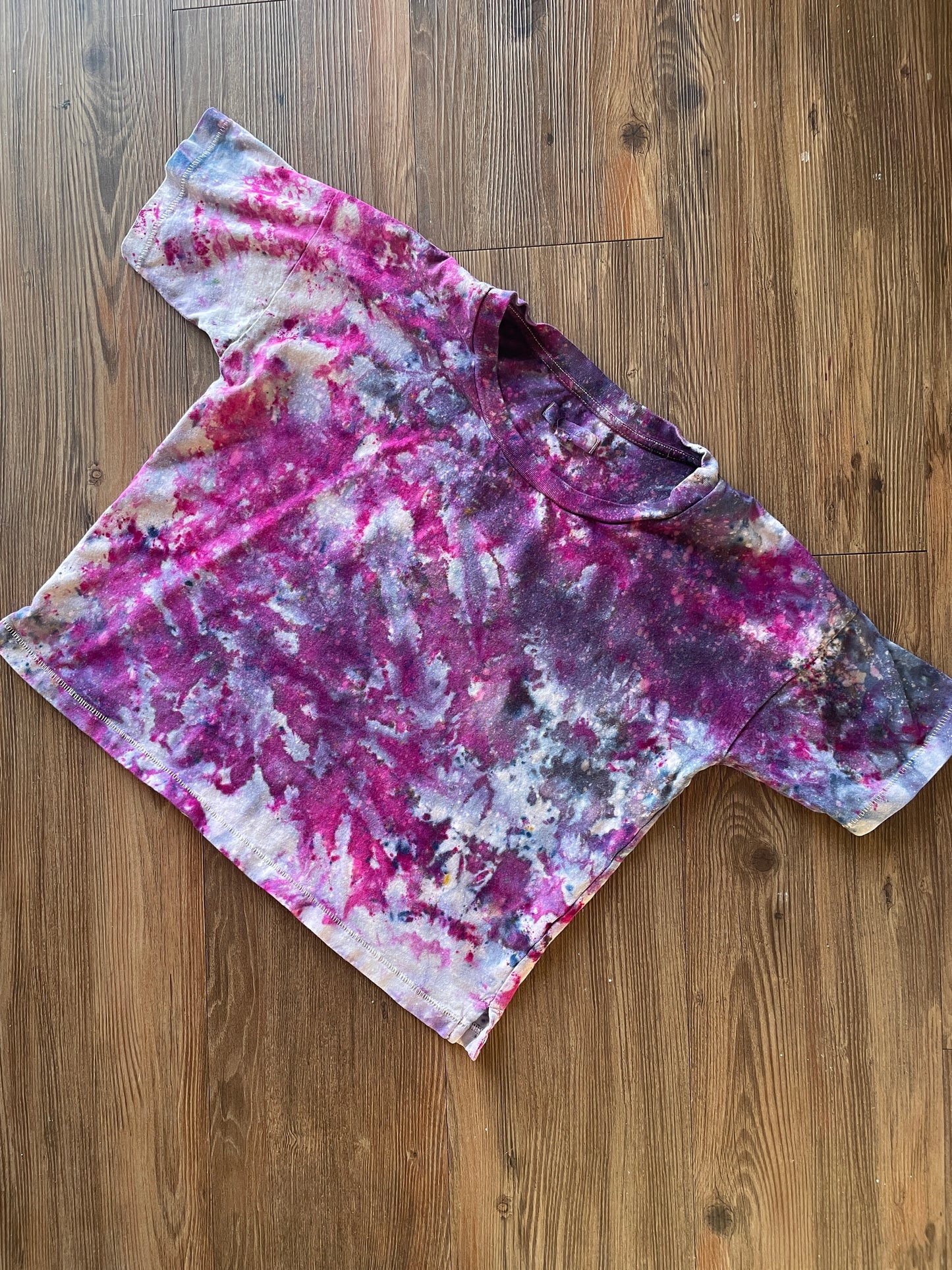 XXS/XS Women’s Madewell Shades of Pink Galaxy Dye Handmade Tie Dye Short Sleeve Crop Top