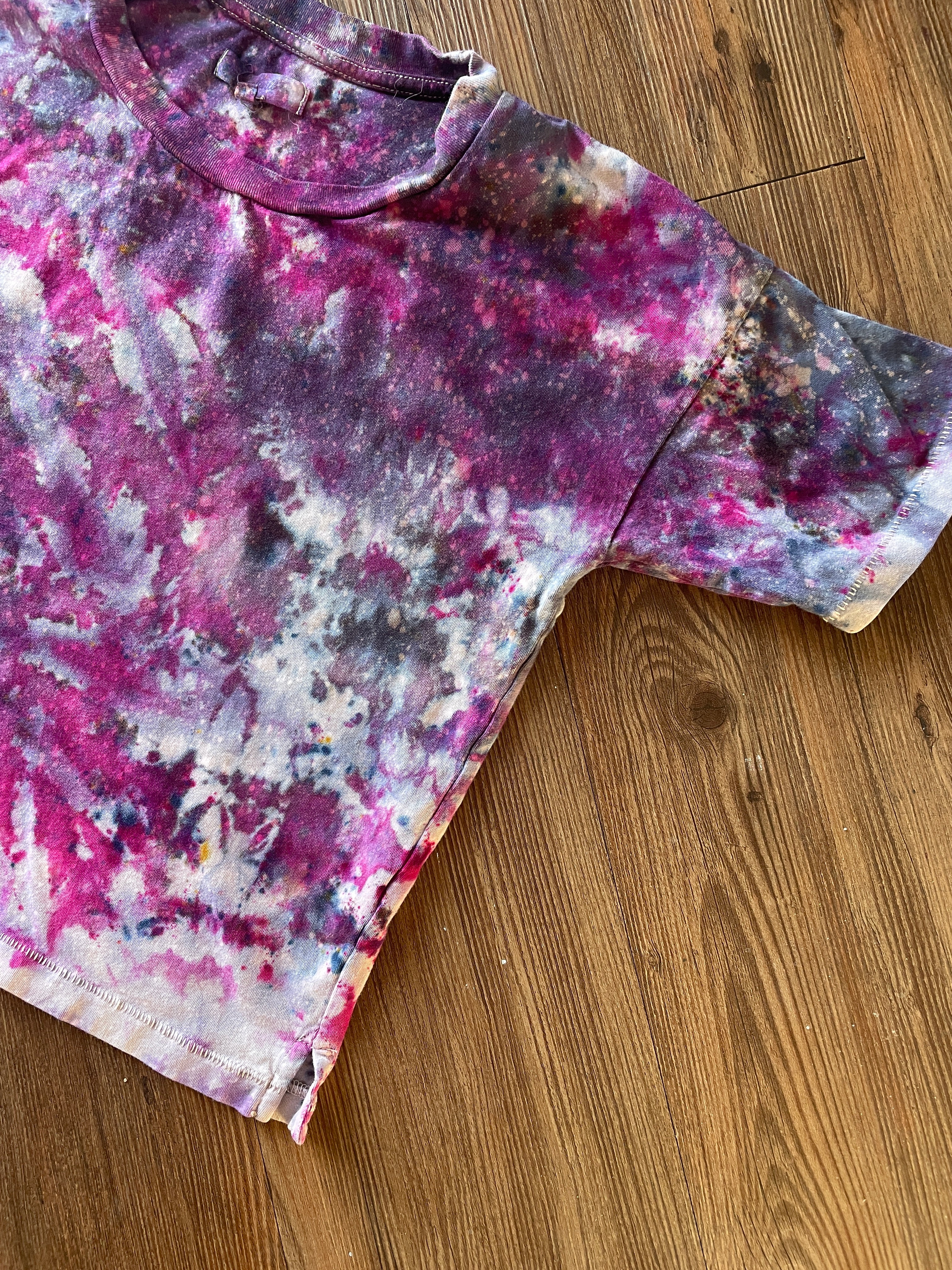 XXS/XS Women’s Madewell Shades of Pink Galaxy Dye Handmade Tie Dye Short Sleeve Crop Top