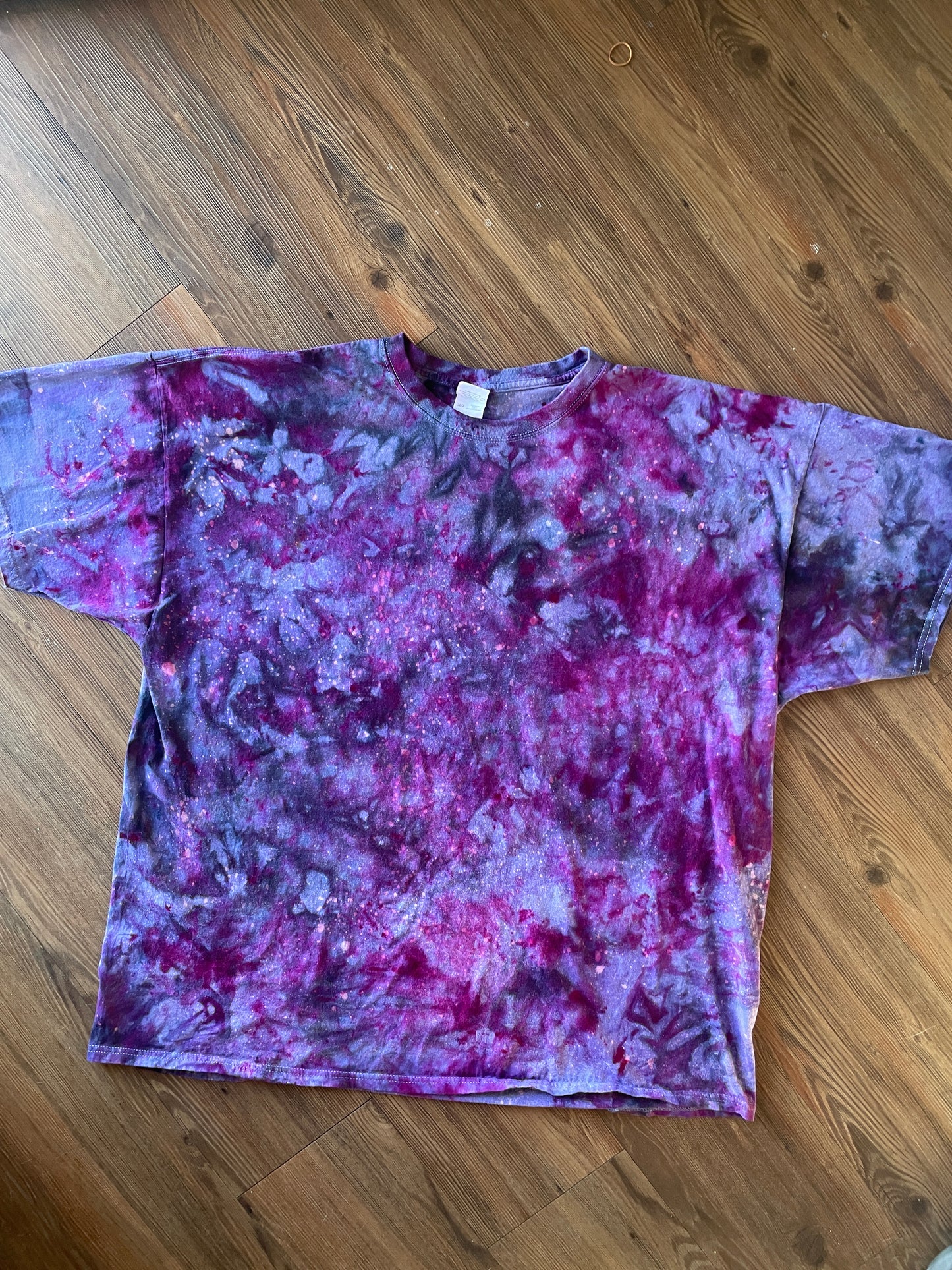 3XL Men’s Shades of Purple Galaxy Dye Handmade Tie Dye Short Sleeve T-Shirt
