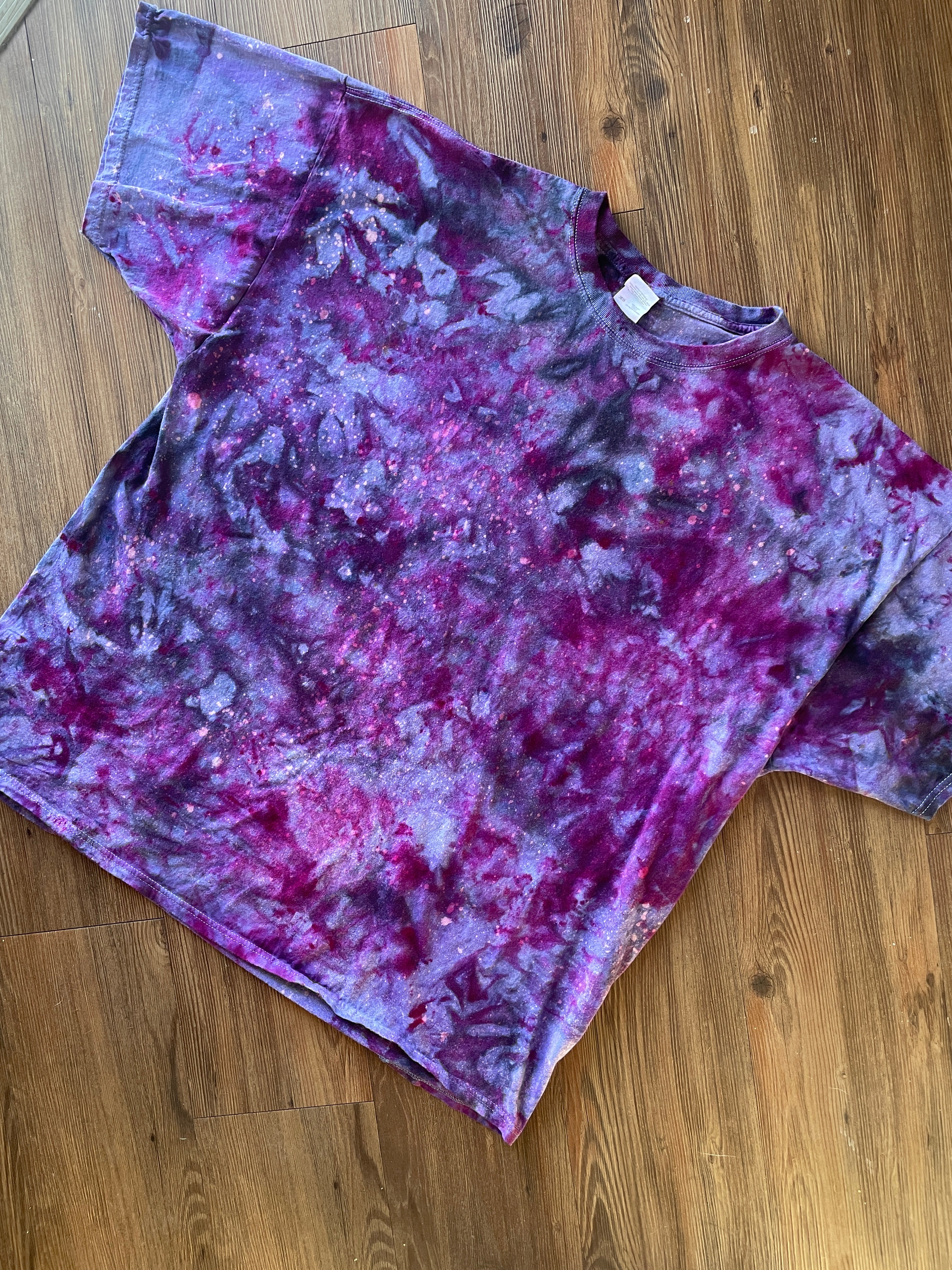 3XL Men’s Shades of Purple Galaxy Dye Handmade Tie Dye Short Sleeve T-Shirt