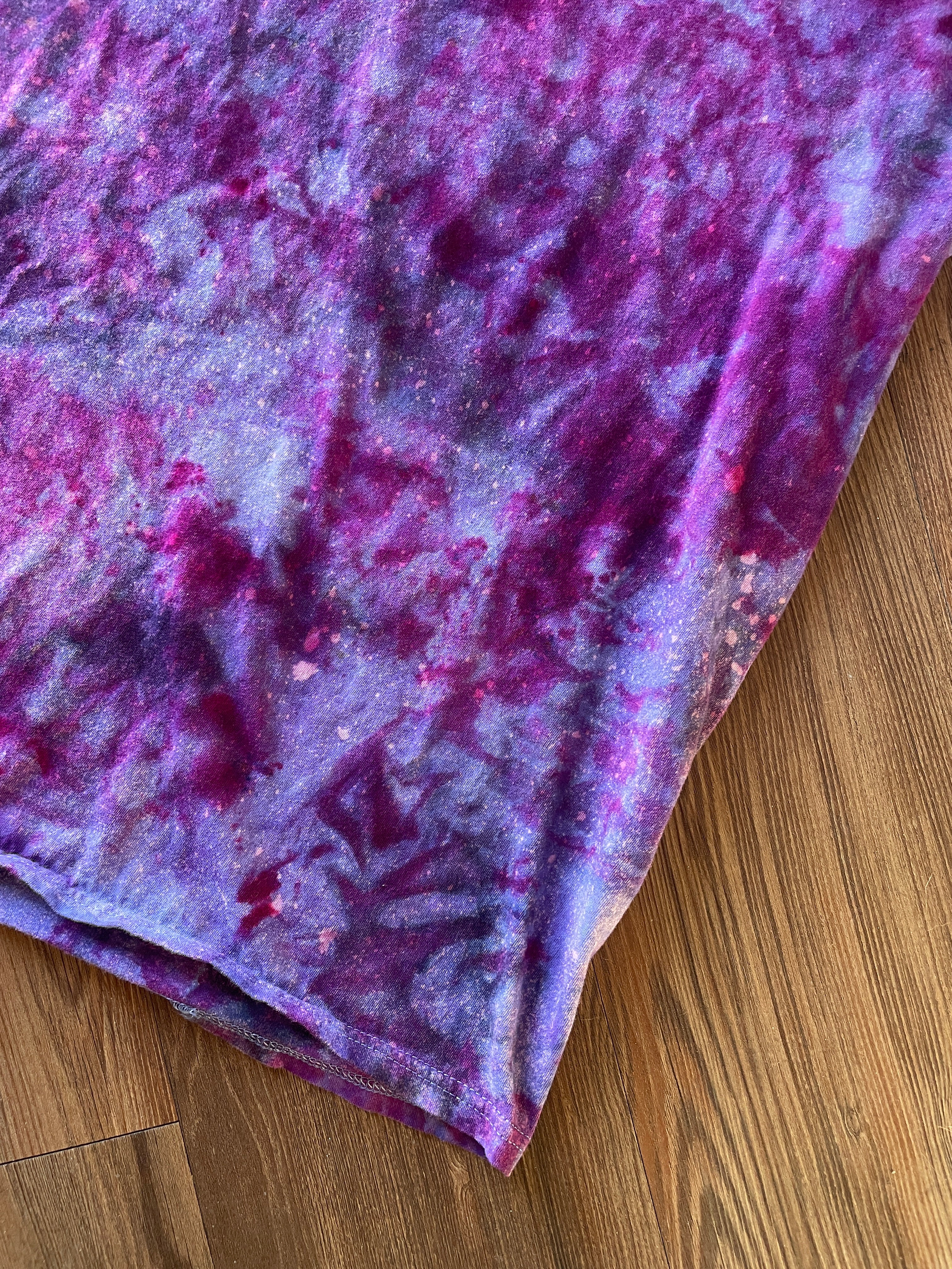 3XL Men’s Shades of Purple Galaxy Dye Handmade Tie Dye Short Sleeve T-Shirt