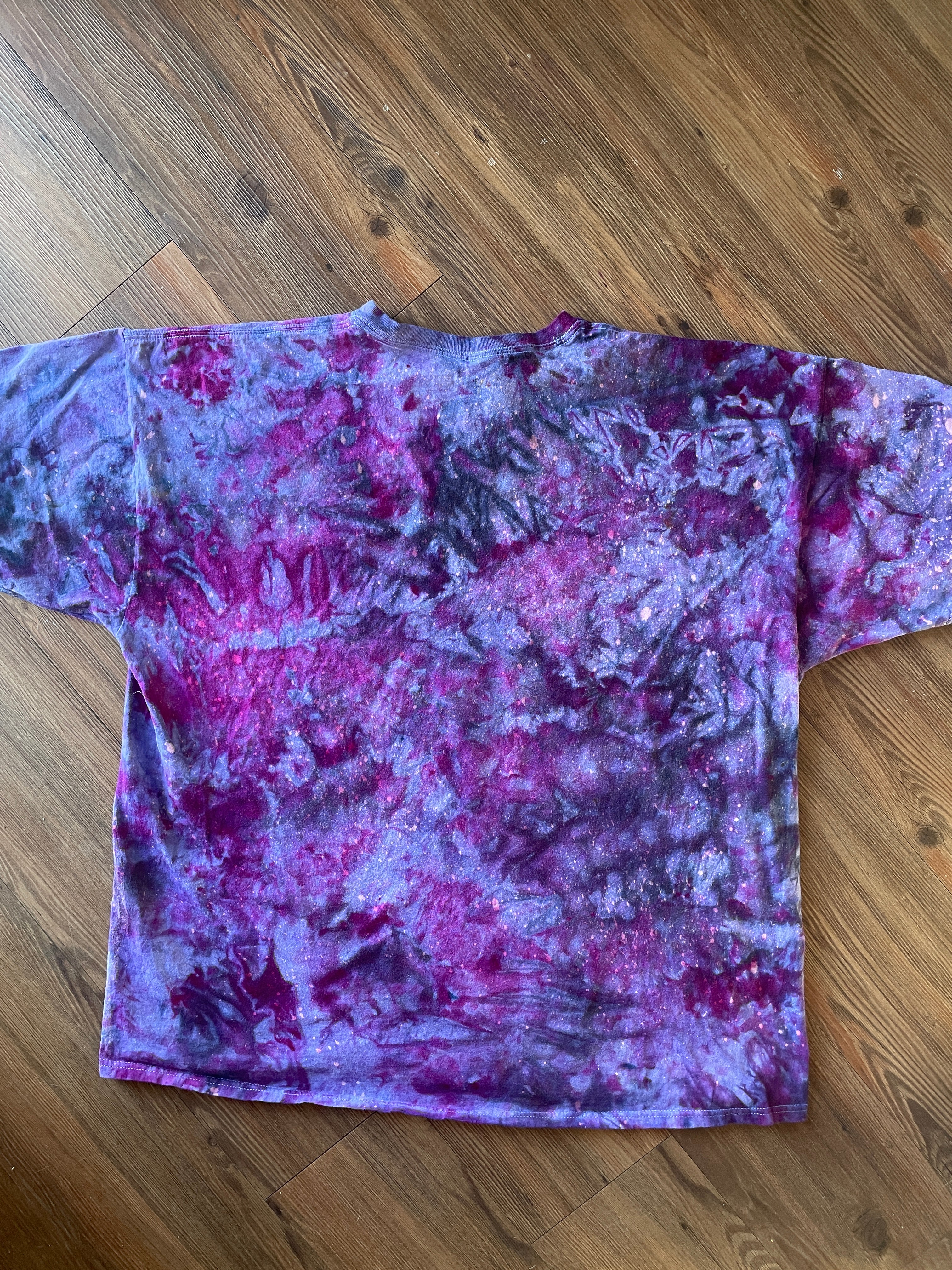 3XL Men’s Shades of Purple Galaxy Dye Handmade Tie Dye Short Sleeve T-Shirt