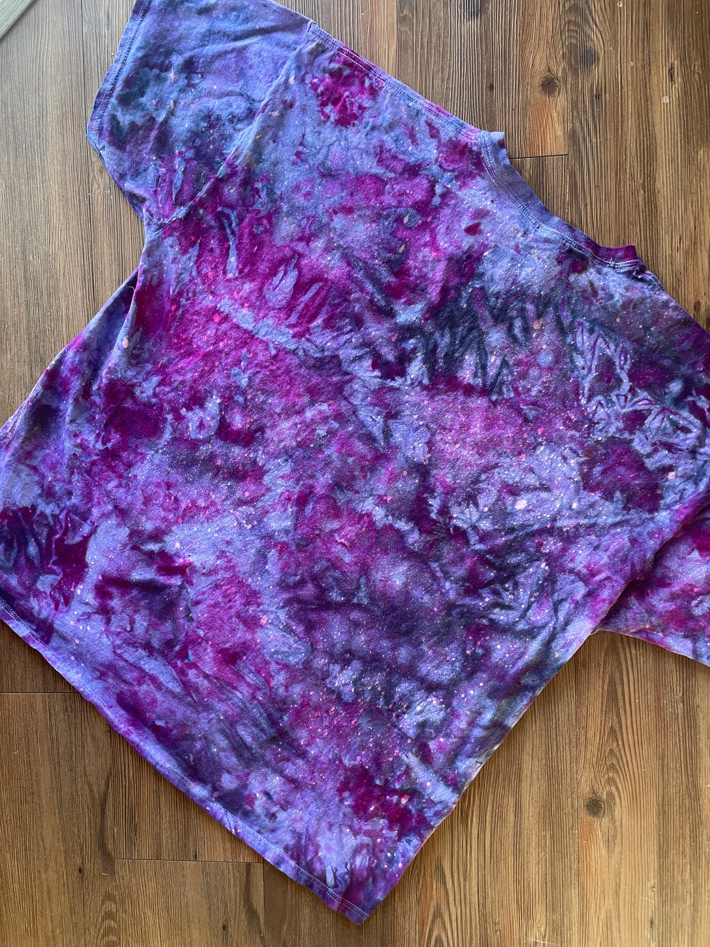 3XL Men’s Shades of Purple Galaxy Dye Handmade Tie Dye Short Sleeve T-Shirt