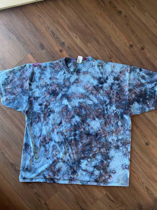 3XL Men’s Blue Marble Dye Handmade Tie Dye T-Shirt | Blue, Grey, and Black Galaxy Dye Short Sleeve