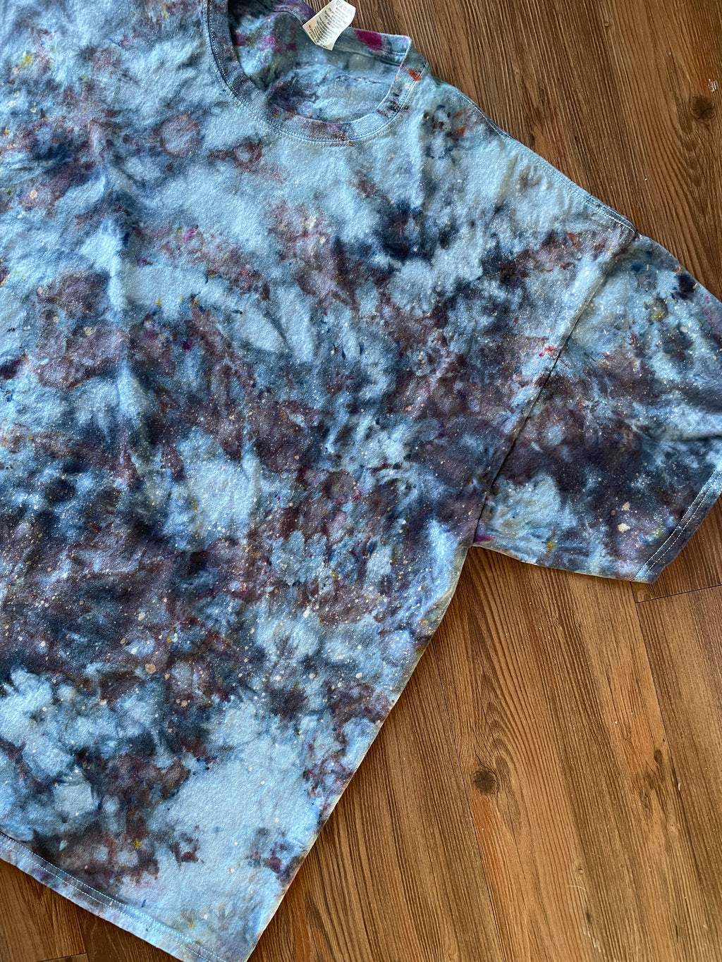 3XL Men’s Blue Marble Dye Handmade Tie Dye T-Shirt | Blue, Grey, and Black Galaxy Dye Short Sleeve