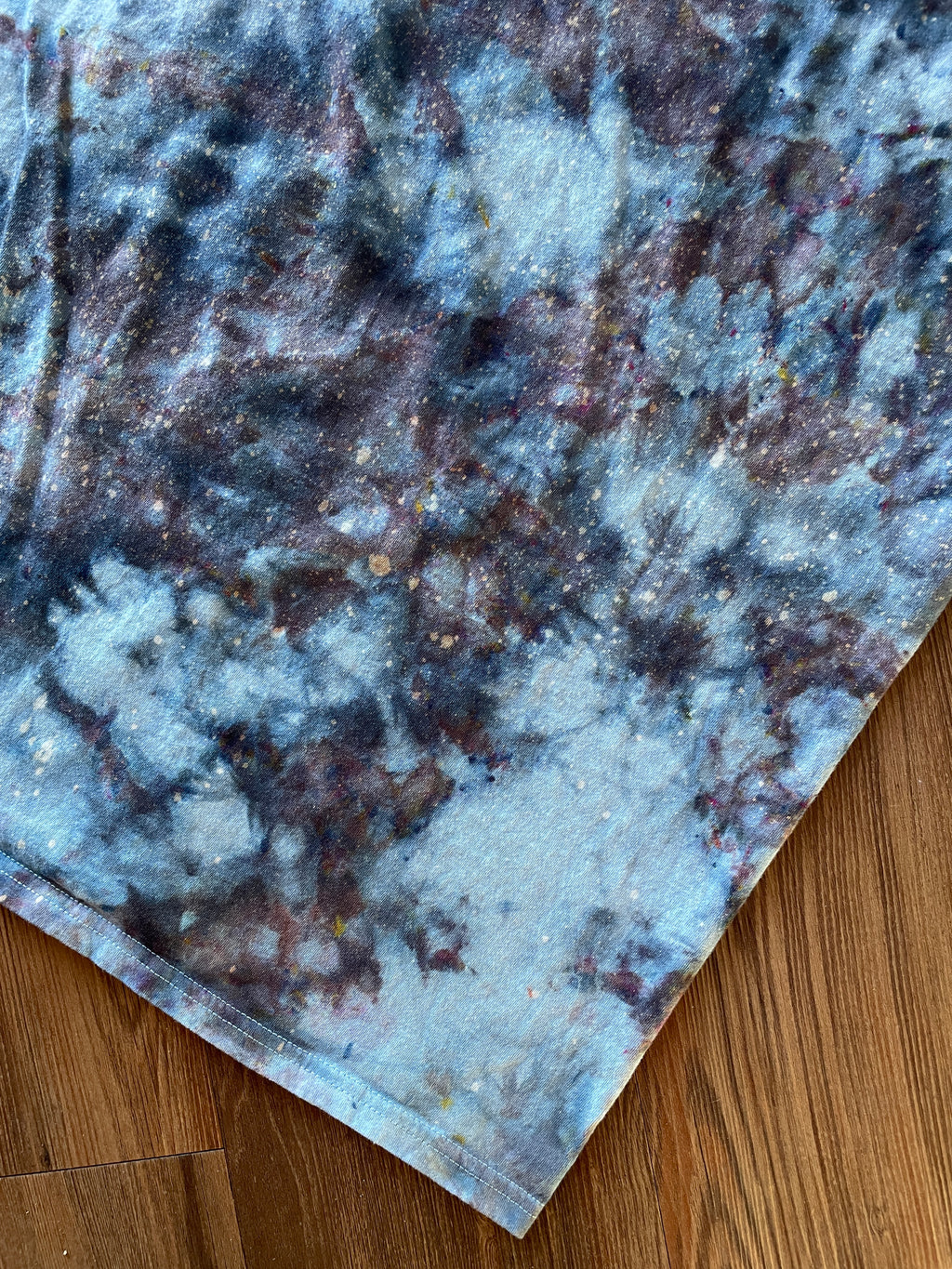 3XL Men’s Blue Marble Dye Handmade Tie Dye T-Shirt | Blue, Grey, and Black Galaxy Dye Short Sleeve