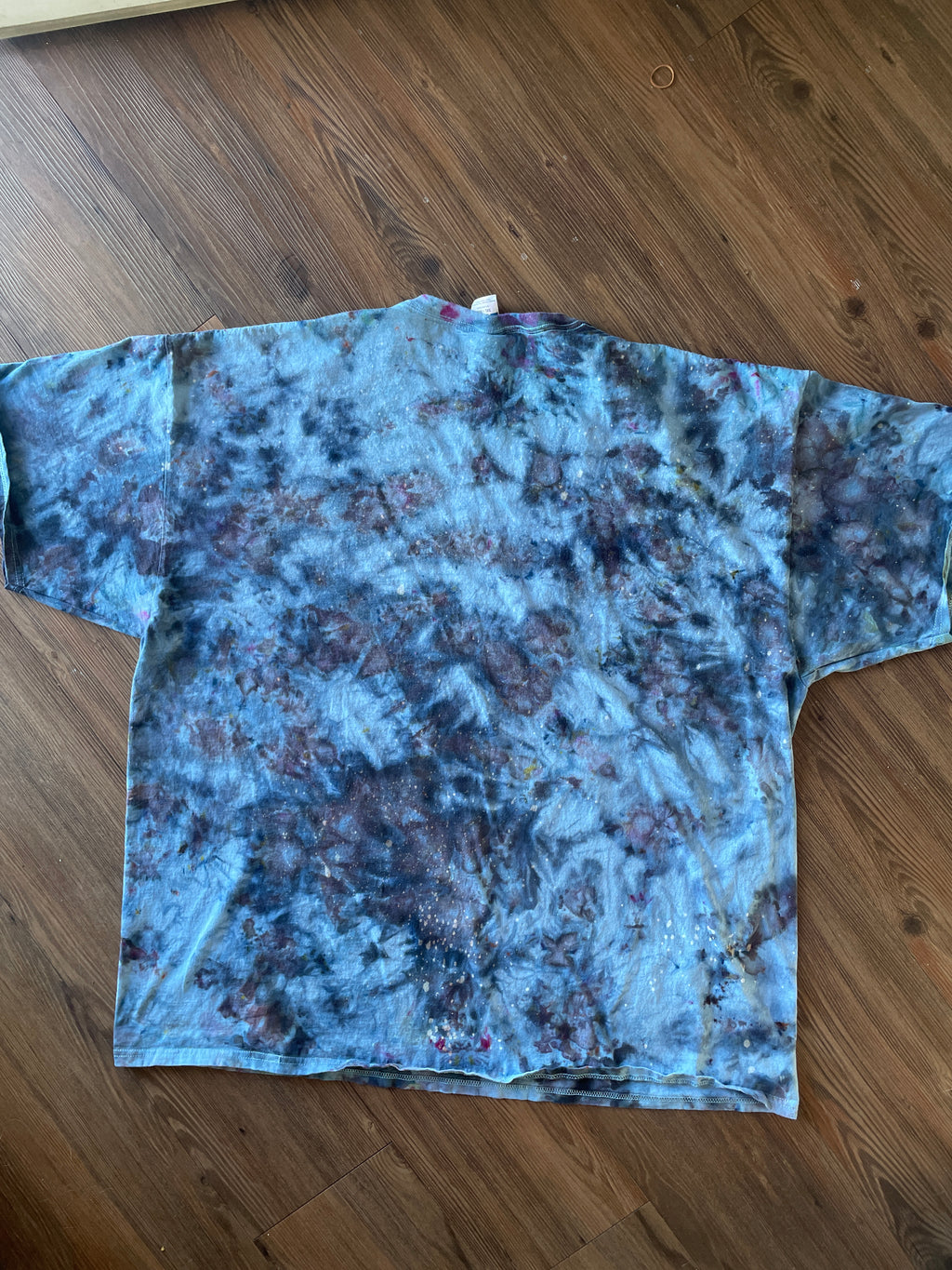 3XL Men’s Blue Marble Dye Handmade Tie Dye T-Shirt | Blue, Grey, and Black Galaxy Dye Short Sleeve