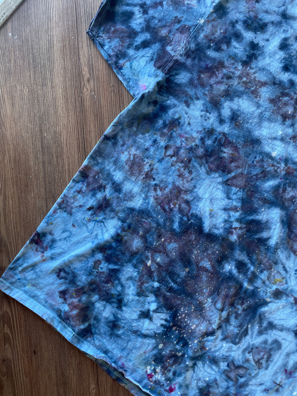 3XL Men’s Blue Marble Dye Handmade Tie Dye T-Shirt | Blue, Grey, and Black Galaxy Dye Short Sleeve