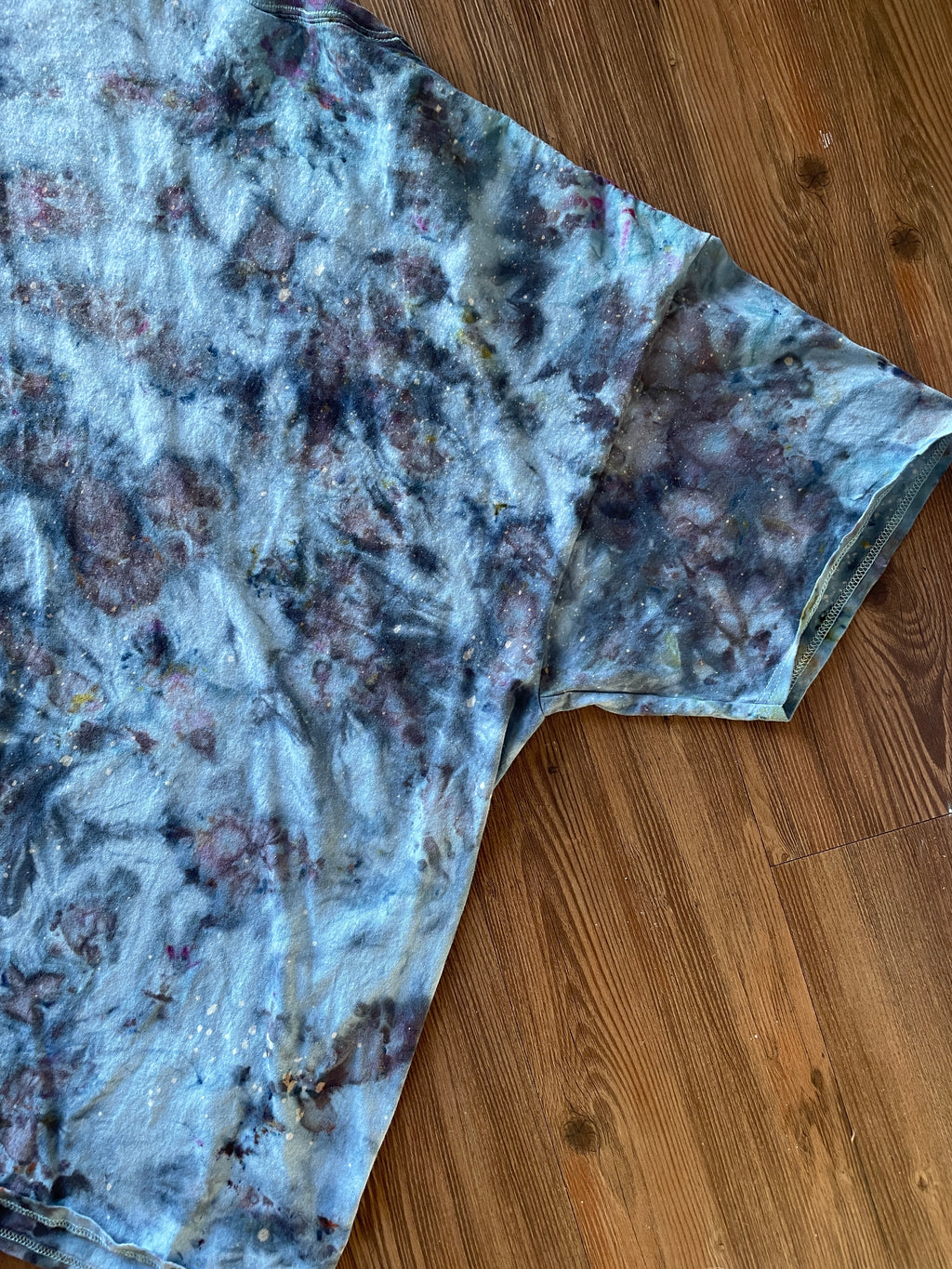3XL Men’s Blue Marble Dye Handmade Tie Dye T-Shirt | Blue, Grey, and Black Galaxy Dye Short Sleeve