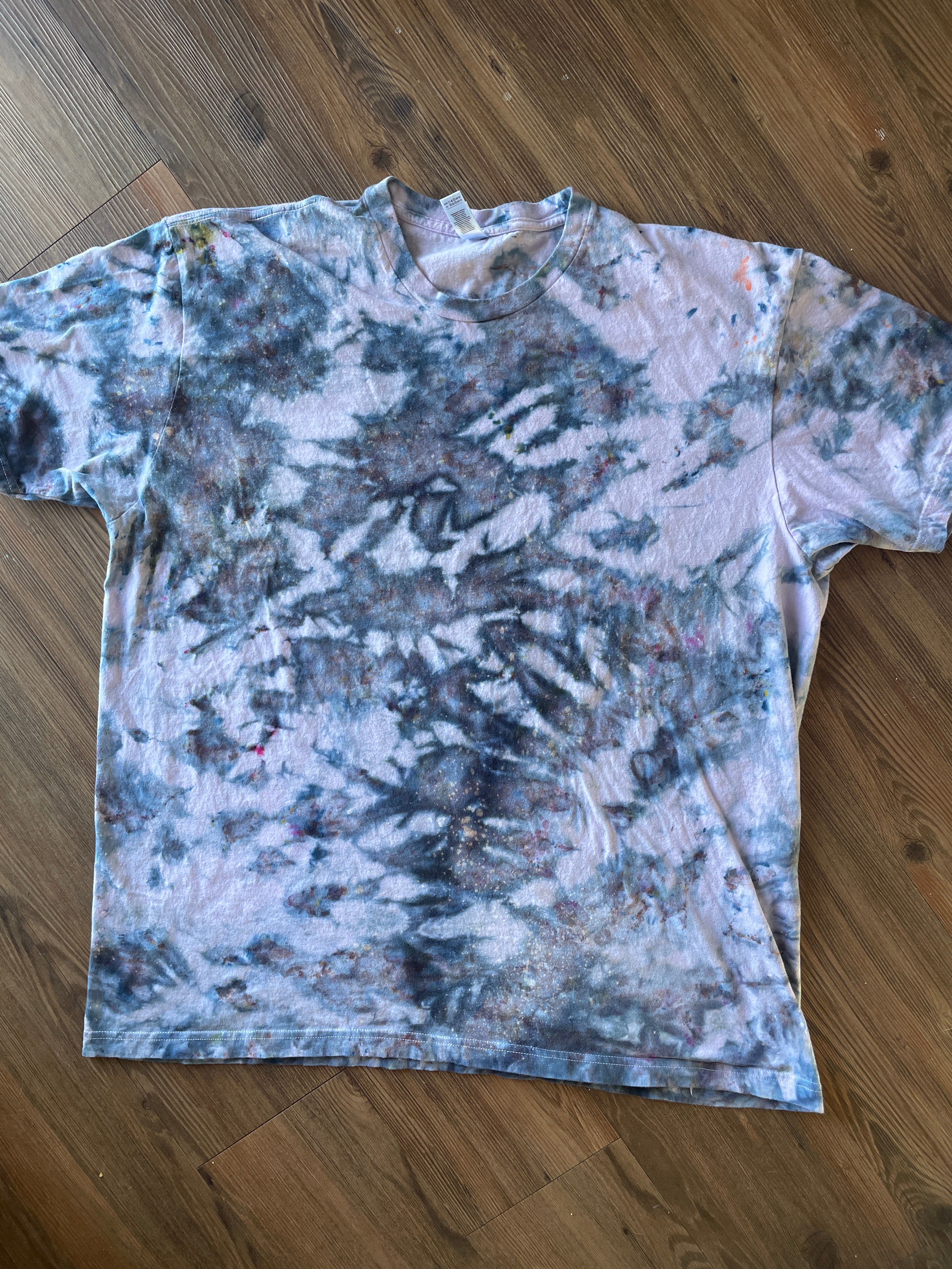 3XL Men’s Pink Marble Dye Handmade Tie Dye T-Shirt | Pink, Grey, and Black Galaxy Dye Short Sleeve