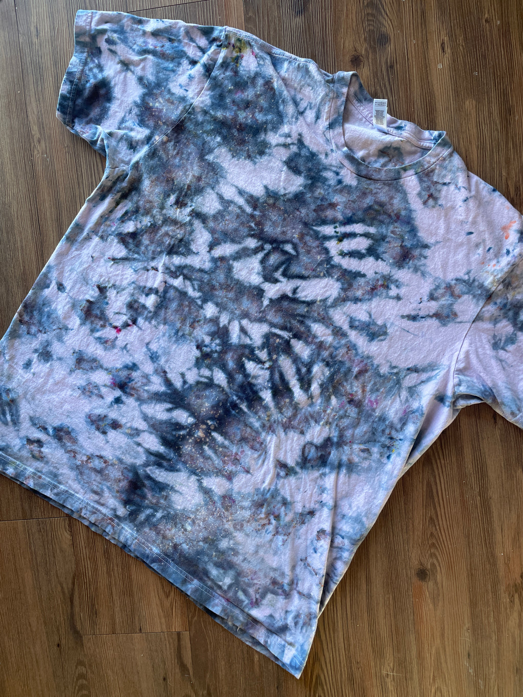 3XL Men’s Pink Marble Dye Handmade Tie Dye T-Shirt | Pink, Grey, and Black Galaxy Dye Short Sleeve