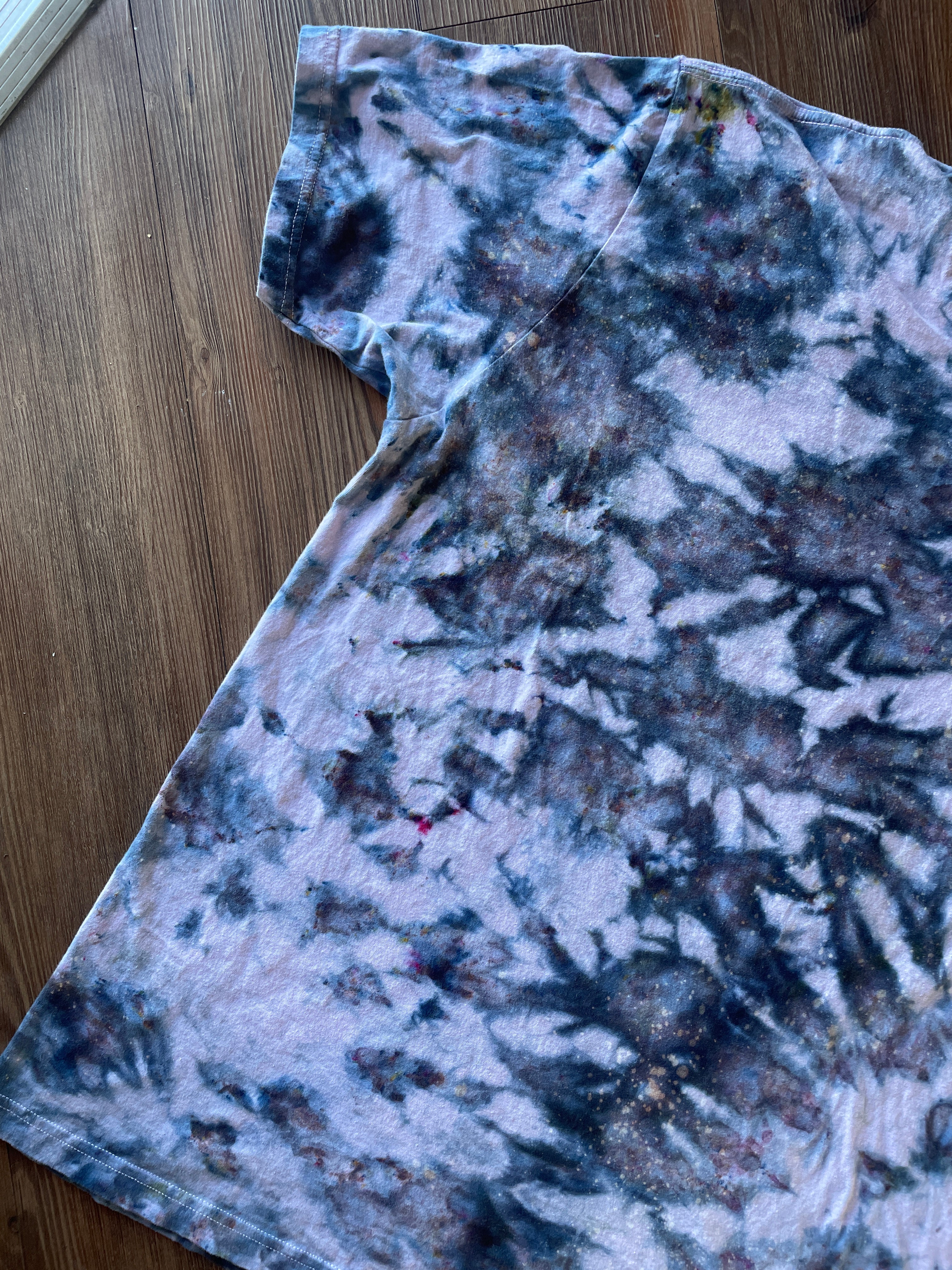 3XL Men’s Pink Marble Dye Handmade Tie Dye T-Shirt | Pink, Grey, and Black Galaxy Dye Short Sleeve