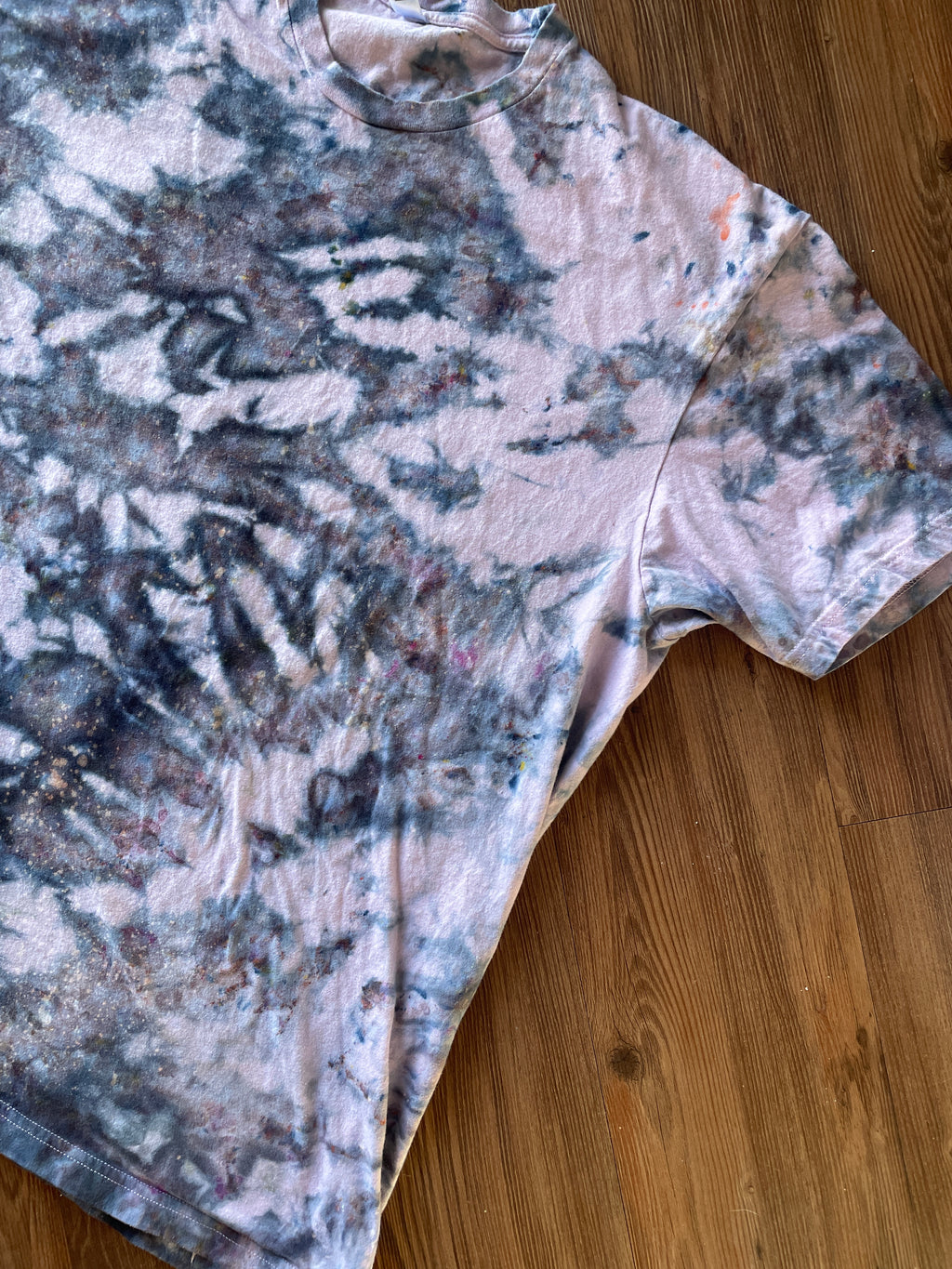 3XL Men’s Pink Marble Dye Handmade Tie Dye T-Shirt | Pink, Grey, and Black Galaxy Dye Short Sleeve
