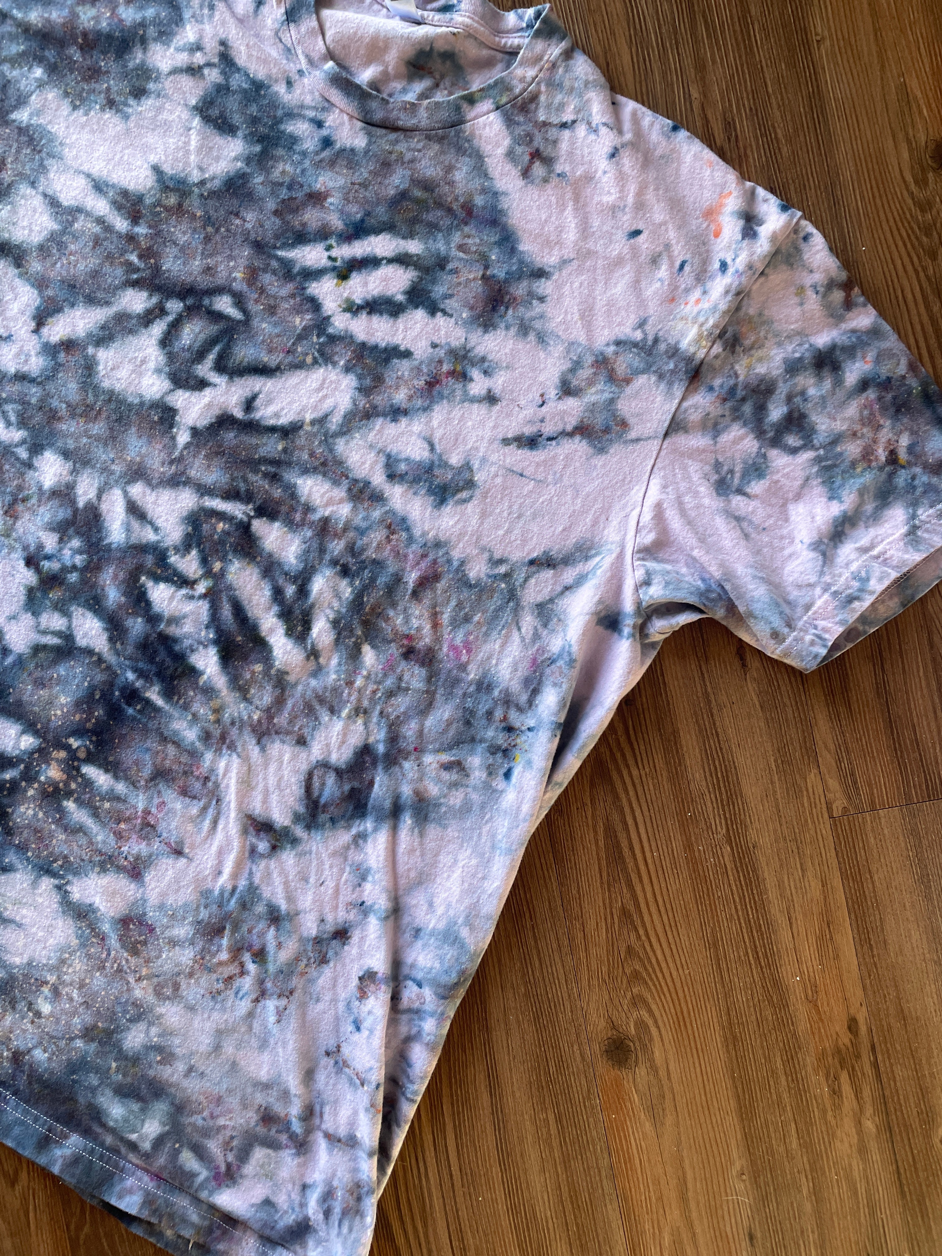 3XL Men’s Pink Marble Dye Handmade Tie Dye T-Shirt | Pink, Grey, and Black Galaxy Dye Short Sleeve