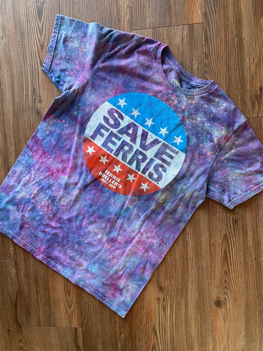 Medium Women’s Save Ferris Handmade Galaxy Tie Dye T-Shirt | Ferris Bueller’s Day Off Reverse Galaxy Short Sleeve