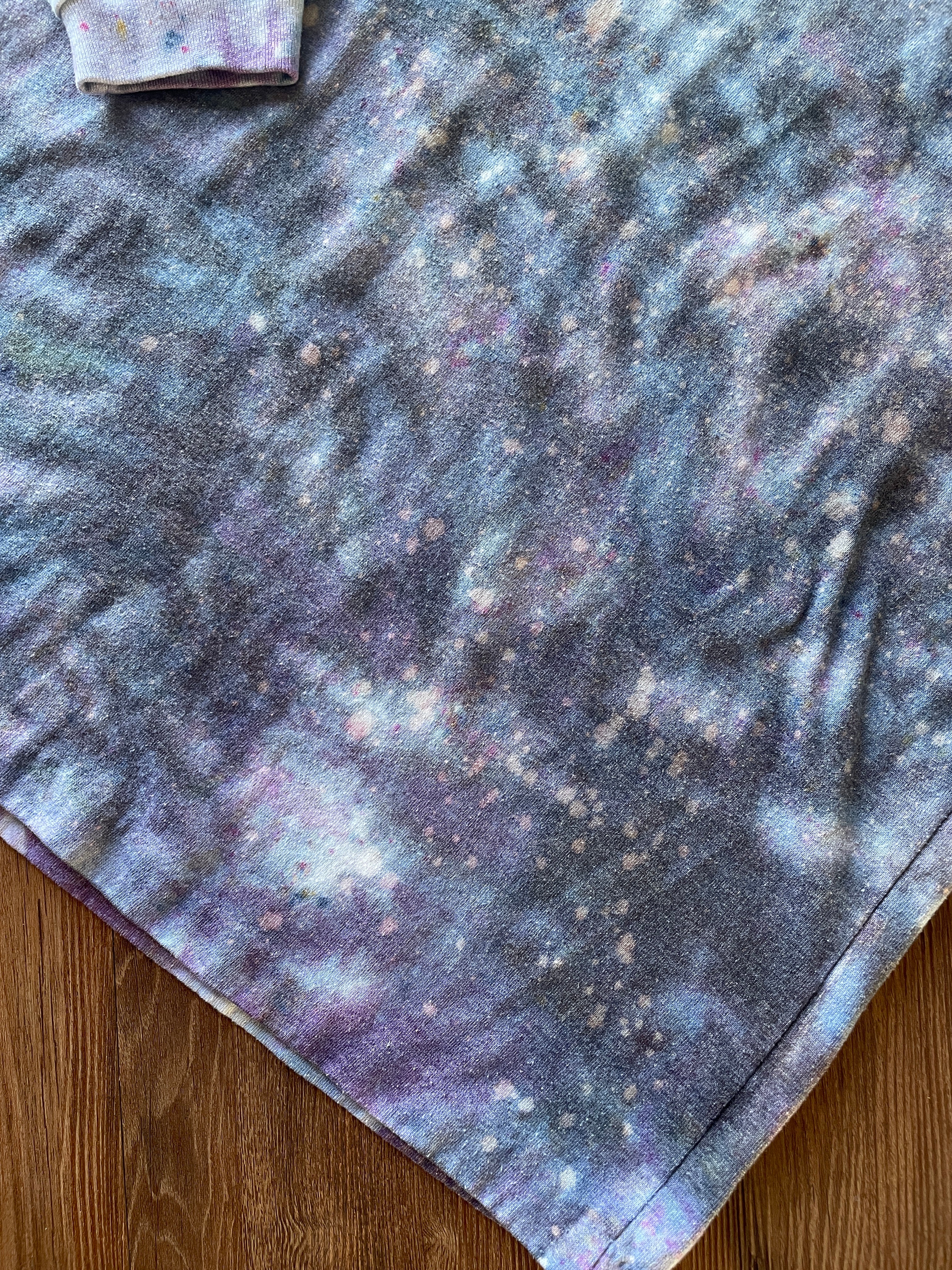 Small Men’s Marble Dye Handmade Tie Dye T-Shirt | White, Grey, and Black Galaxy Dye Long Sleeve